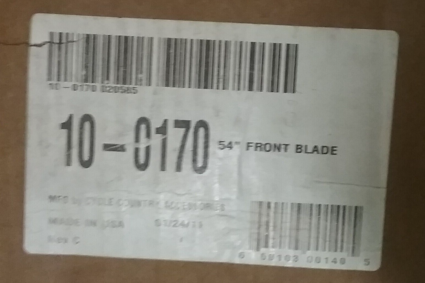 NEW CYCLE COUNTRY 10-0170 54" STRAIGHT STEEL PLOW BLADE BLACK