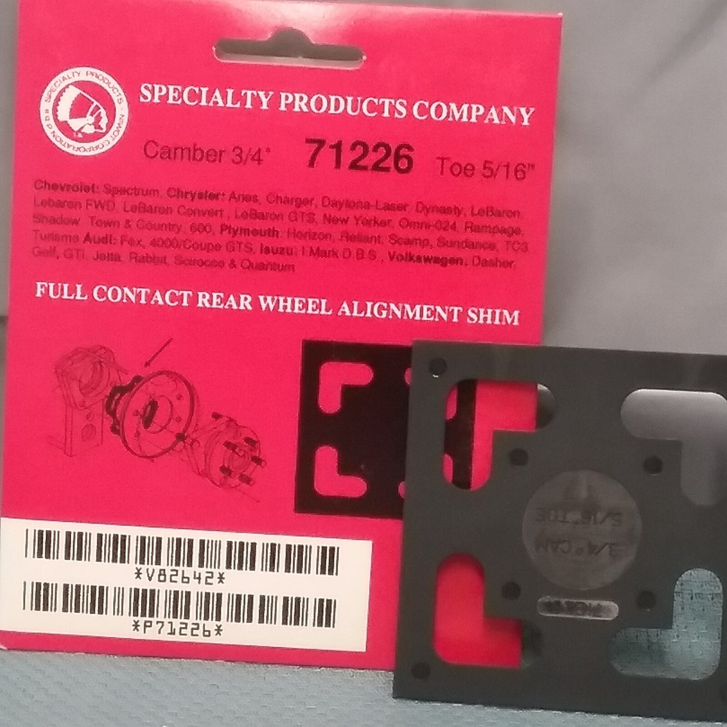 NEW SPC 71226 FULL CONTACT REAR WHEEL ALIGNMENT SHIM CAMBER 3/4"/TOE 5/16"