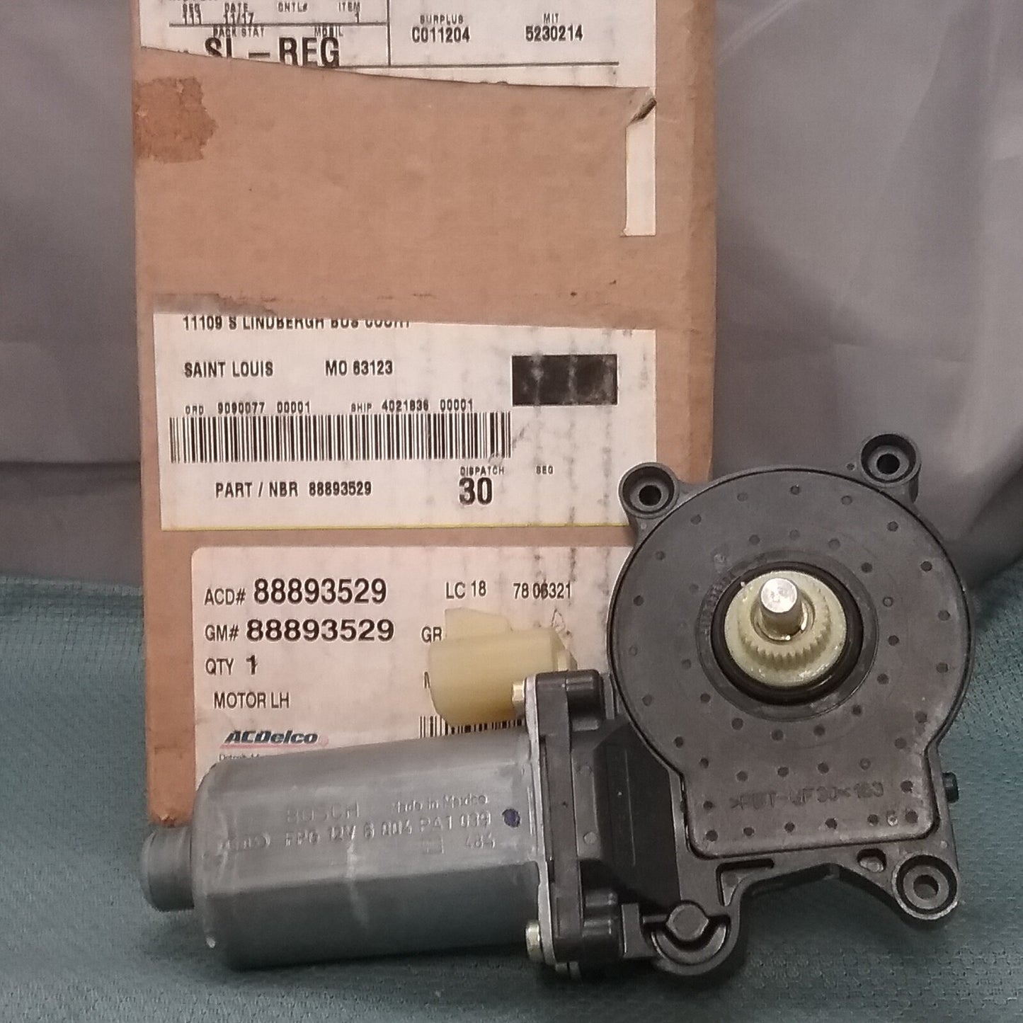 NEW ACDELCO 88893529 Motor Asm, Front Side Door Window Regulator (LH) GR 10.791