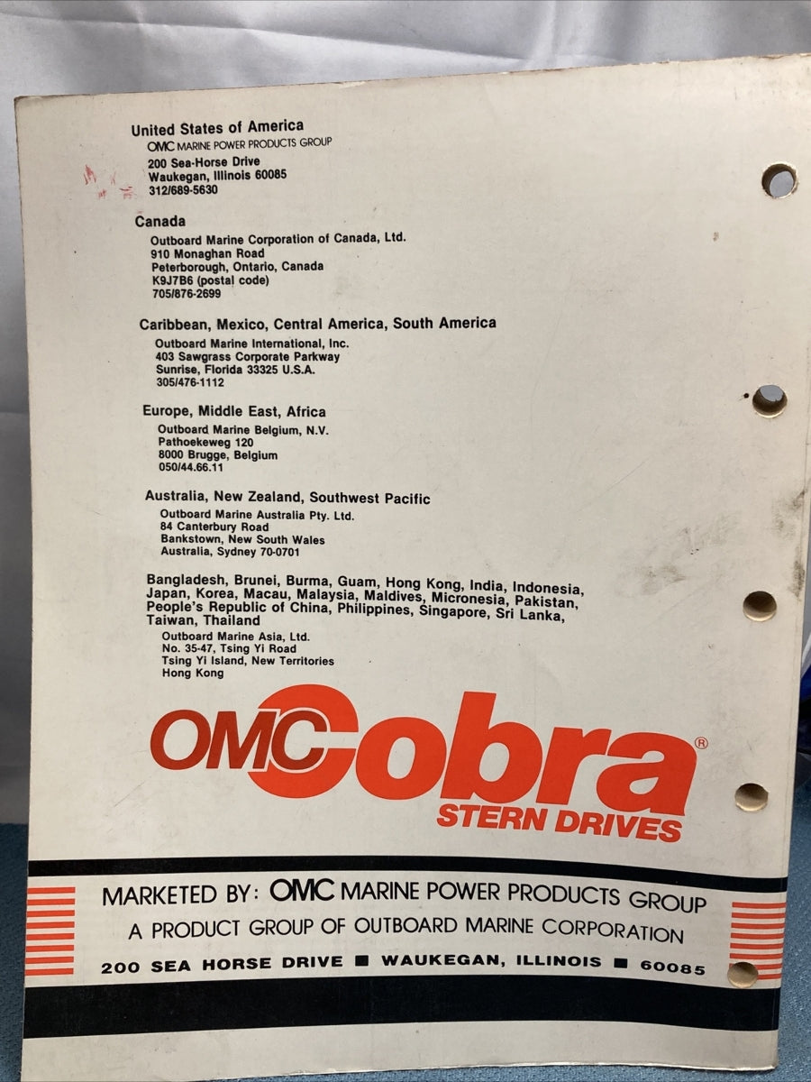 OMC COBRA 507759 STERN DRIVES SERVICE MANUAL MED/MEF MODELS