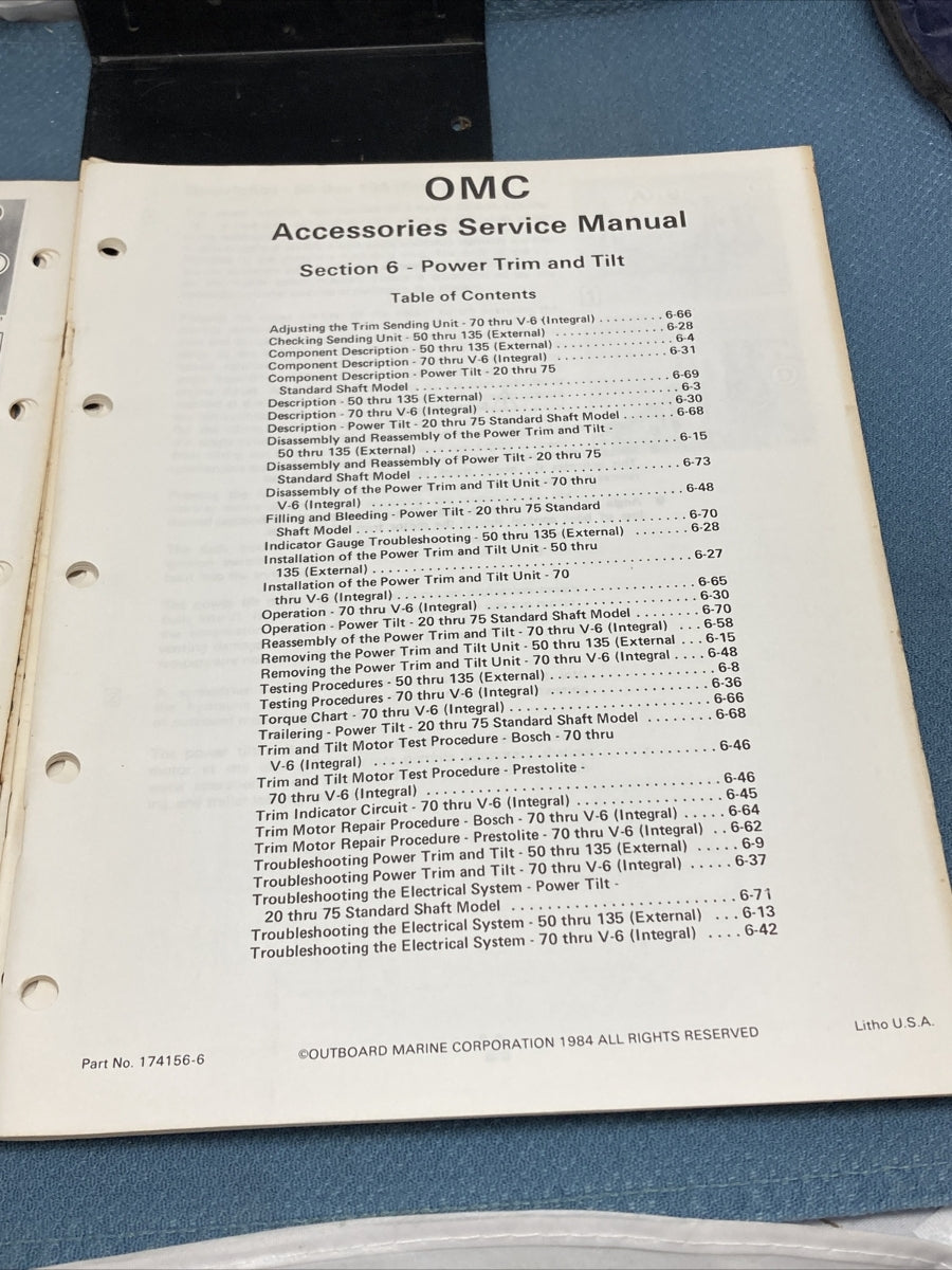 OMC 174156 SYSTEM MATCHED ACCESSORIES SERVICE MANUAL SECTIONS 1-9