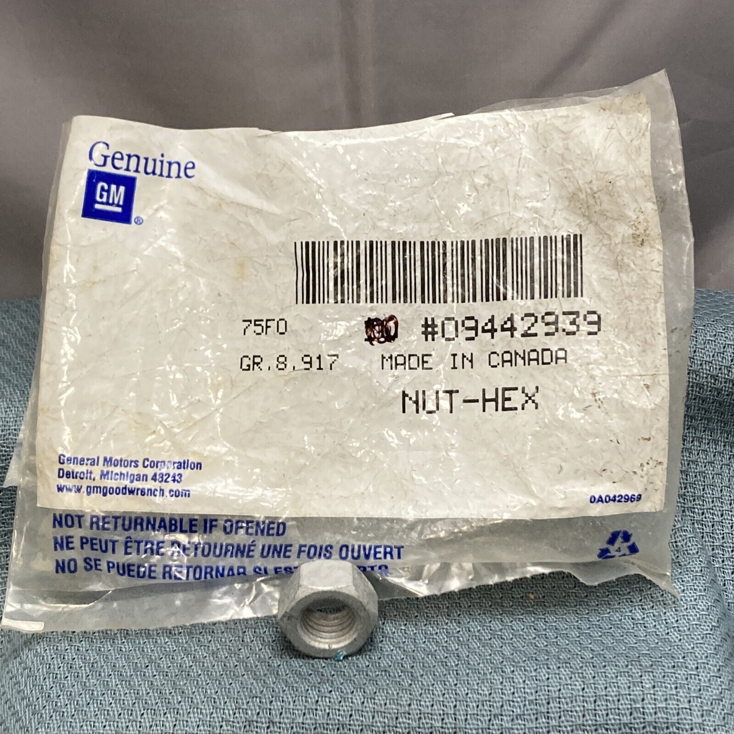 NEW GENUINE GM 9442939 NUT, HEXAGON LOCK 1985-1999 GR 8.917