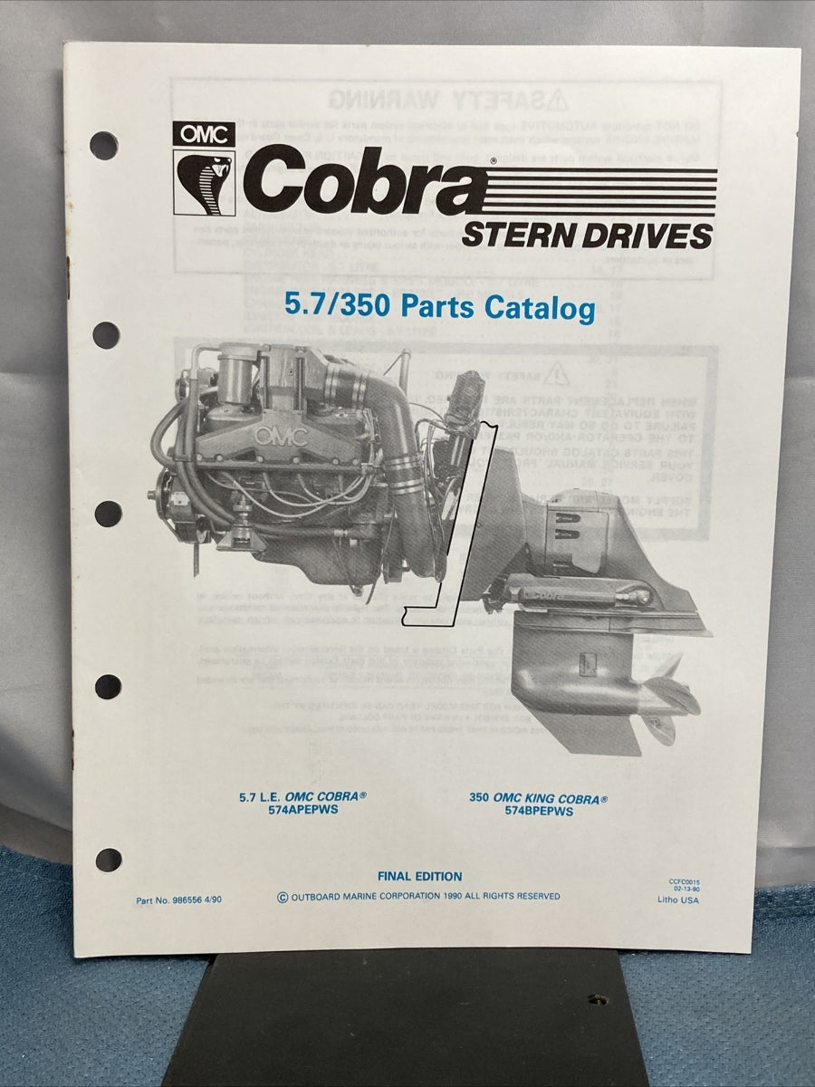 OMC 986551-986558, 986560, 986852 COBRA STERN DRIVES PARTS CATALOGS