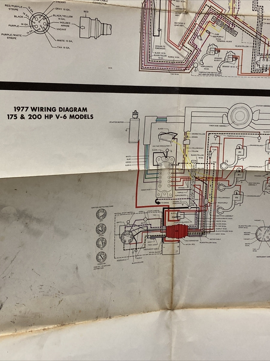 JOHNSON 1977 OUTBOARD WIRING DIAGRAM 85/115/140/175/200 HP/HP V-6 MODELS