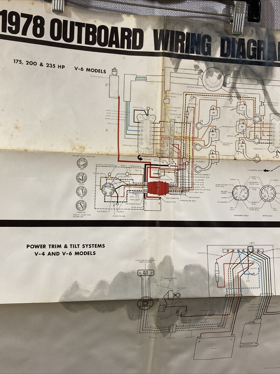 JOHNSON 1978 OUTBOARD WIRING DIAGRAM 175/200/235/V-4/V-6 HP MODELS