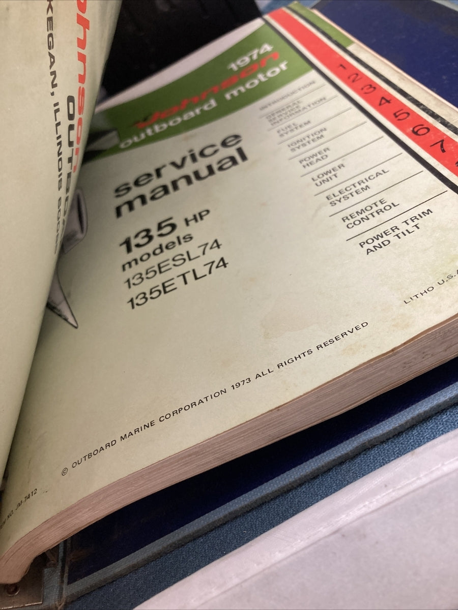 JOHNSON OUTBOARDS JM-7401 - JM-7412 SERVICE MANUALS