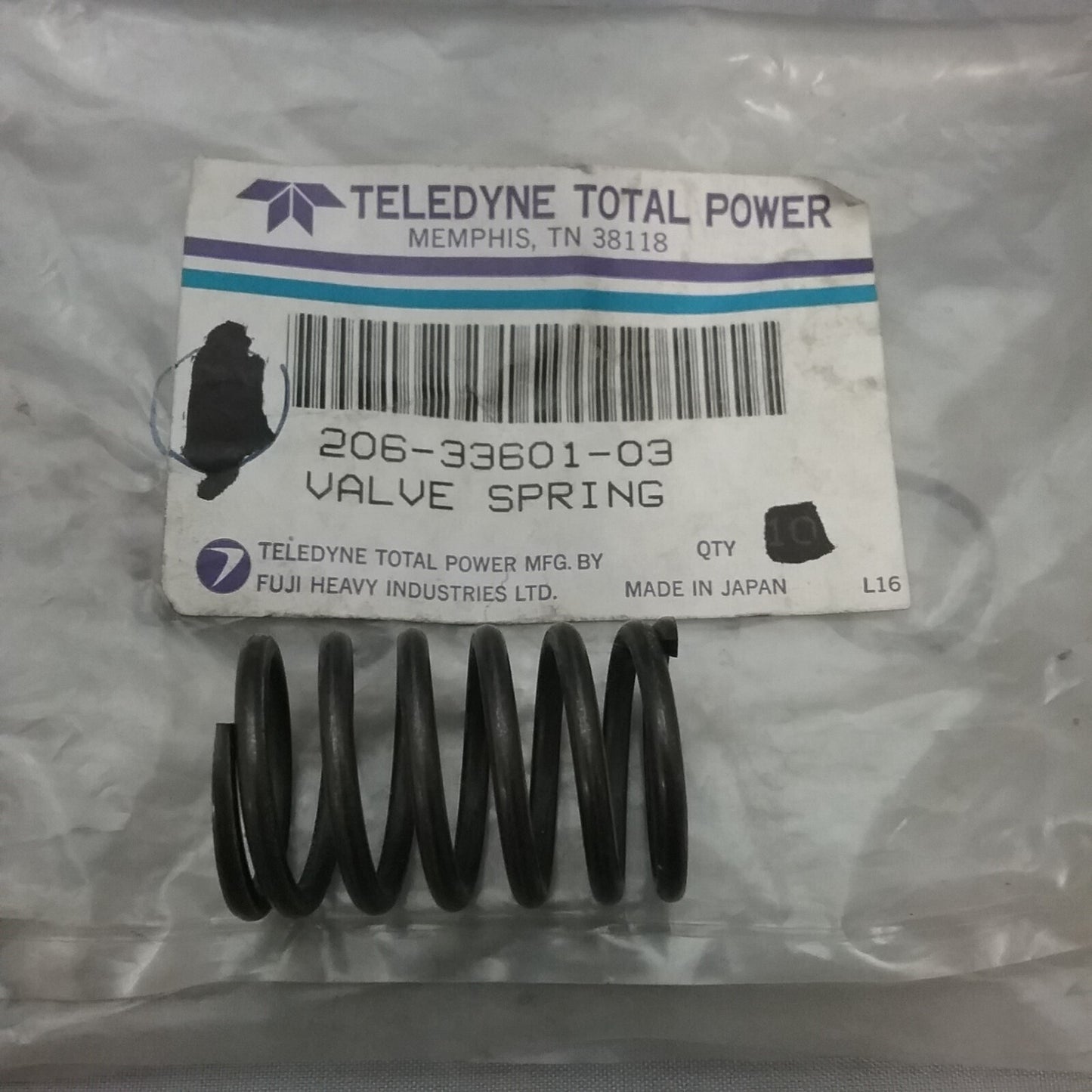 NEW TELEDYNE 206-33601-03 VALVE SPRING