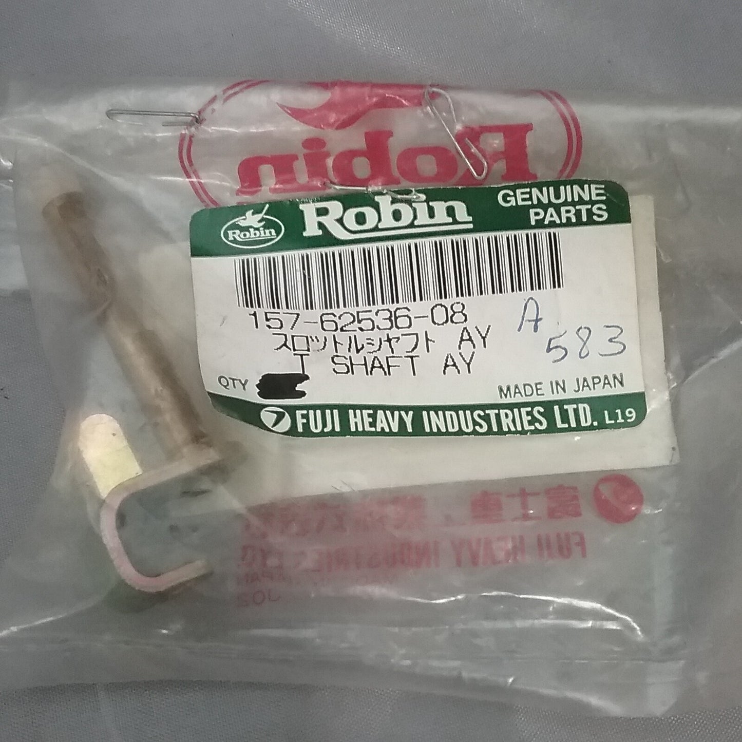 NEW ROBIN SUBARU 157-62536-08 THROTTLE SHAFT SUPERSEDES 157-62535-08