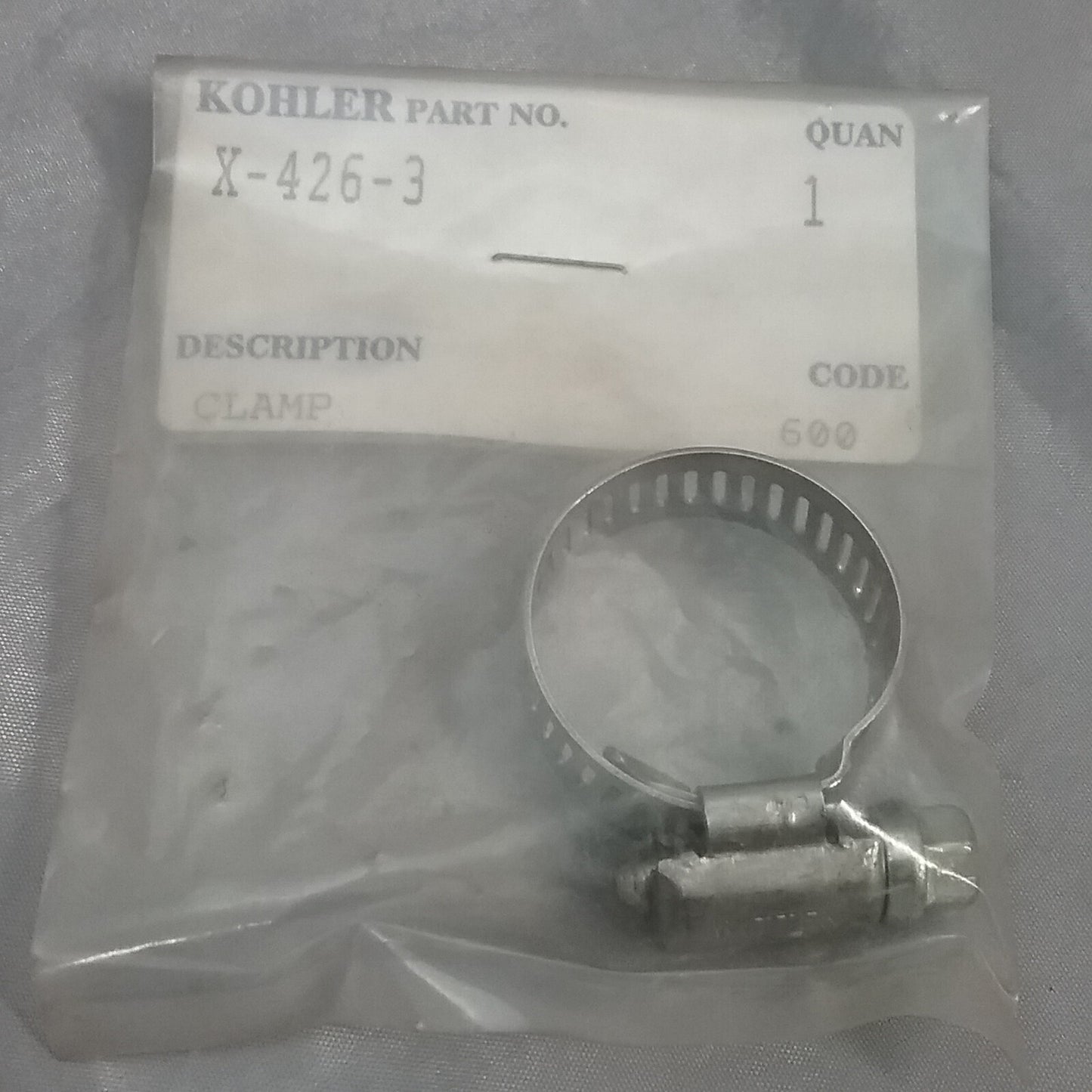 NEW GENUINE KOHLER X-426-3 CLAMP; HOSE SUPERSEDED 25 237 12-S 25 237 32-S