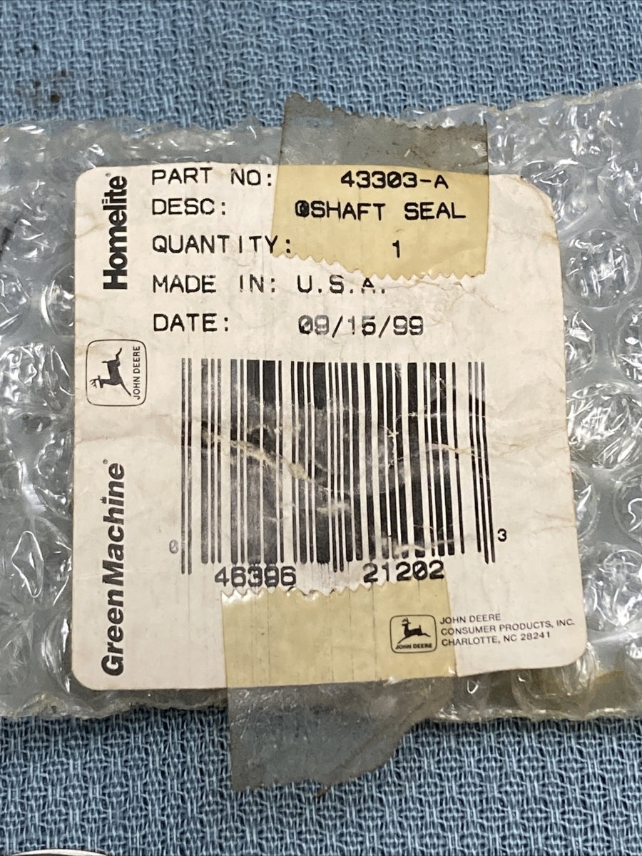 NEW GENUINE JOHN DEERE/GREEN MACHINE/HOMELITE 43303-A SHAFT SEAL
