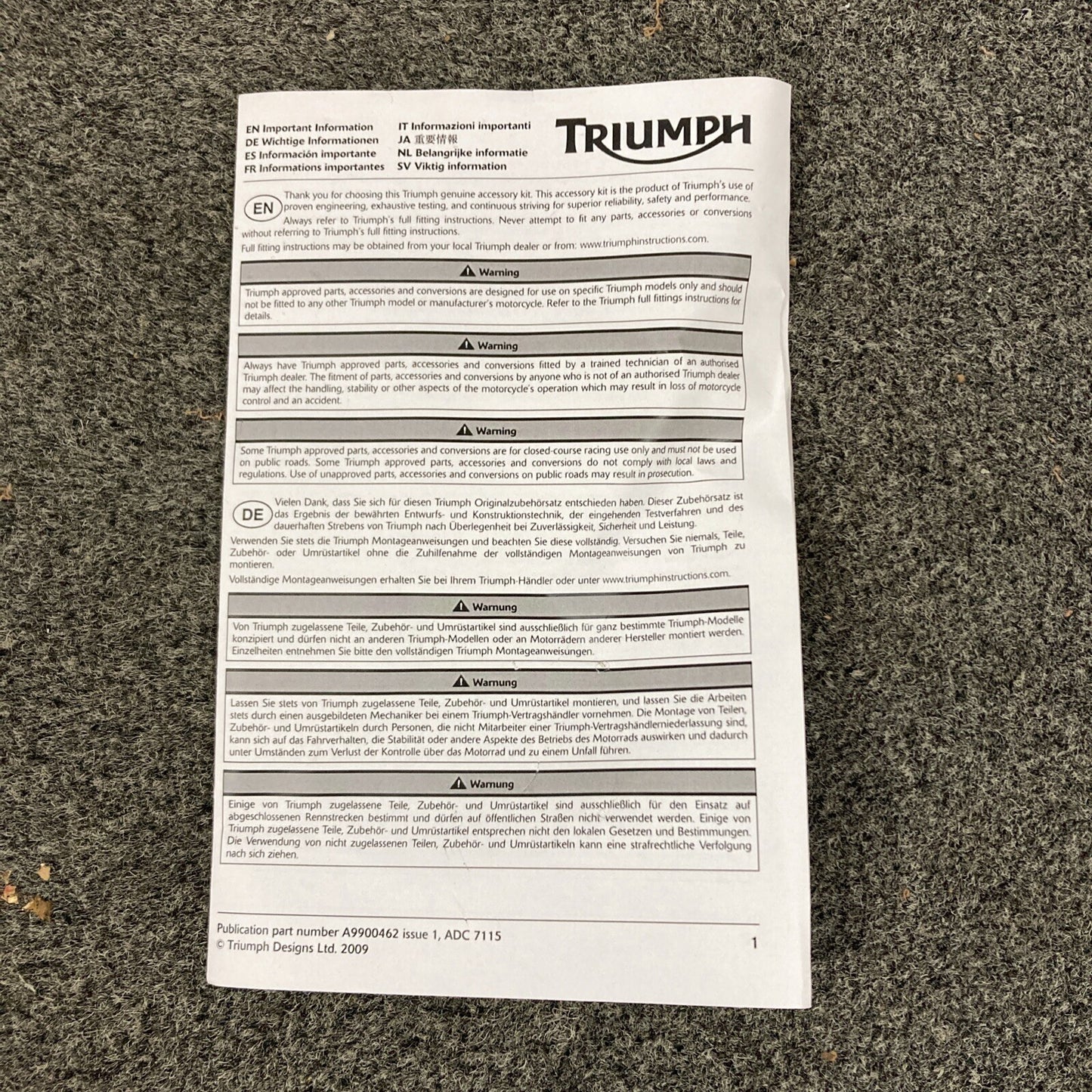 NEW GENUINE VICTORY TRIUMPH T2303464 SCREEN, ROADSTER