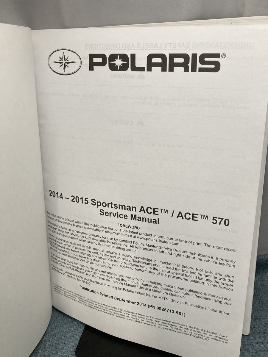 NEW POLARIS 9925713 SPORTSMAN ACE/ACE 570 SERVICE MANUAL