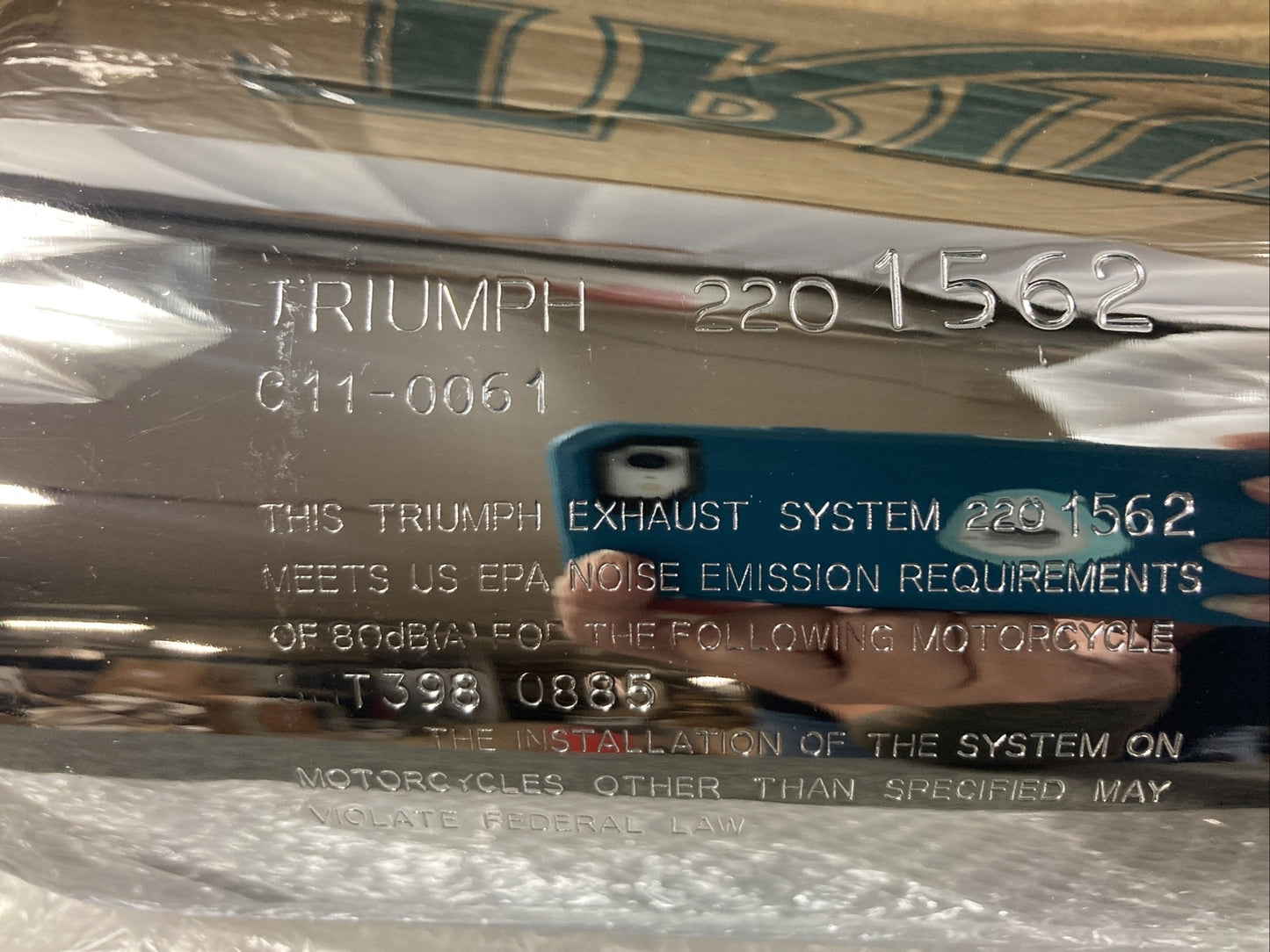 NEW GENUINE VICTORY TRIUMPH T2201562 SILENCER LOWER, 80DBA, CHROME