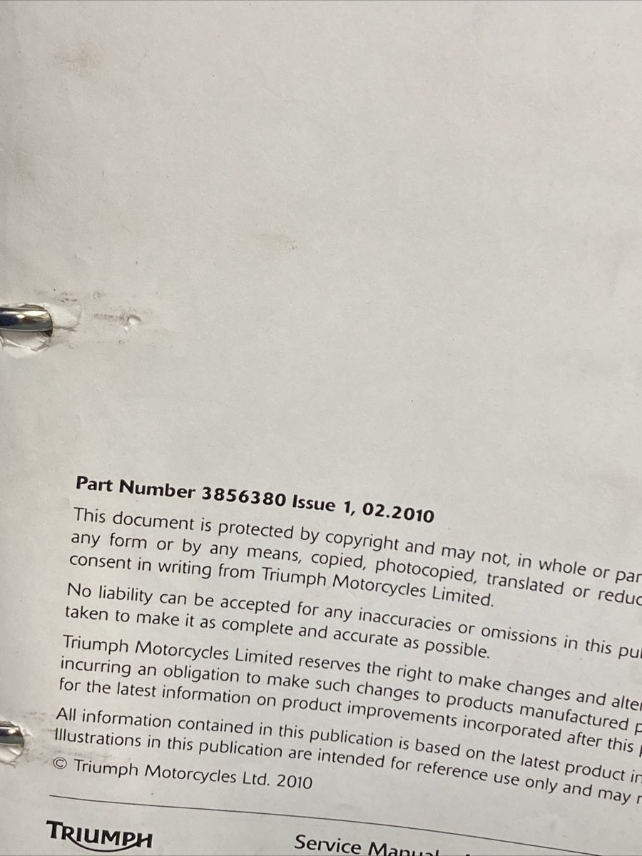 NEW TRIUMPH 3856380 AMERICA, SPEEDMASTER SERVICE MANUAL ISSUE 1, 02.2010