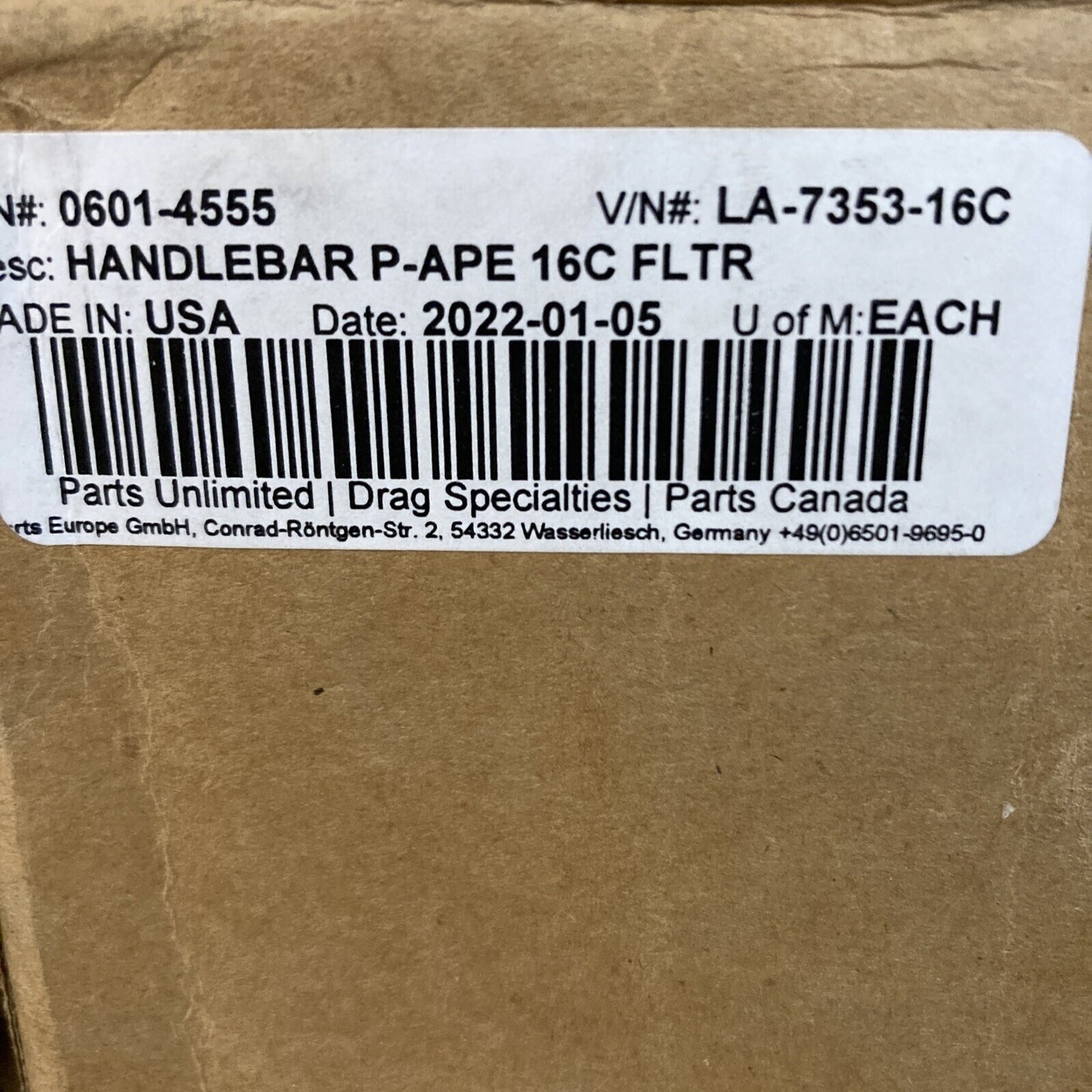 NEW DRAG SPECIALTIES 0601-4555 Ape Handlebar LA Choppers 1/4" Hefty Prime CHROME