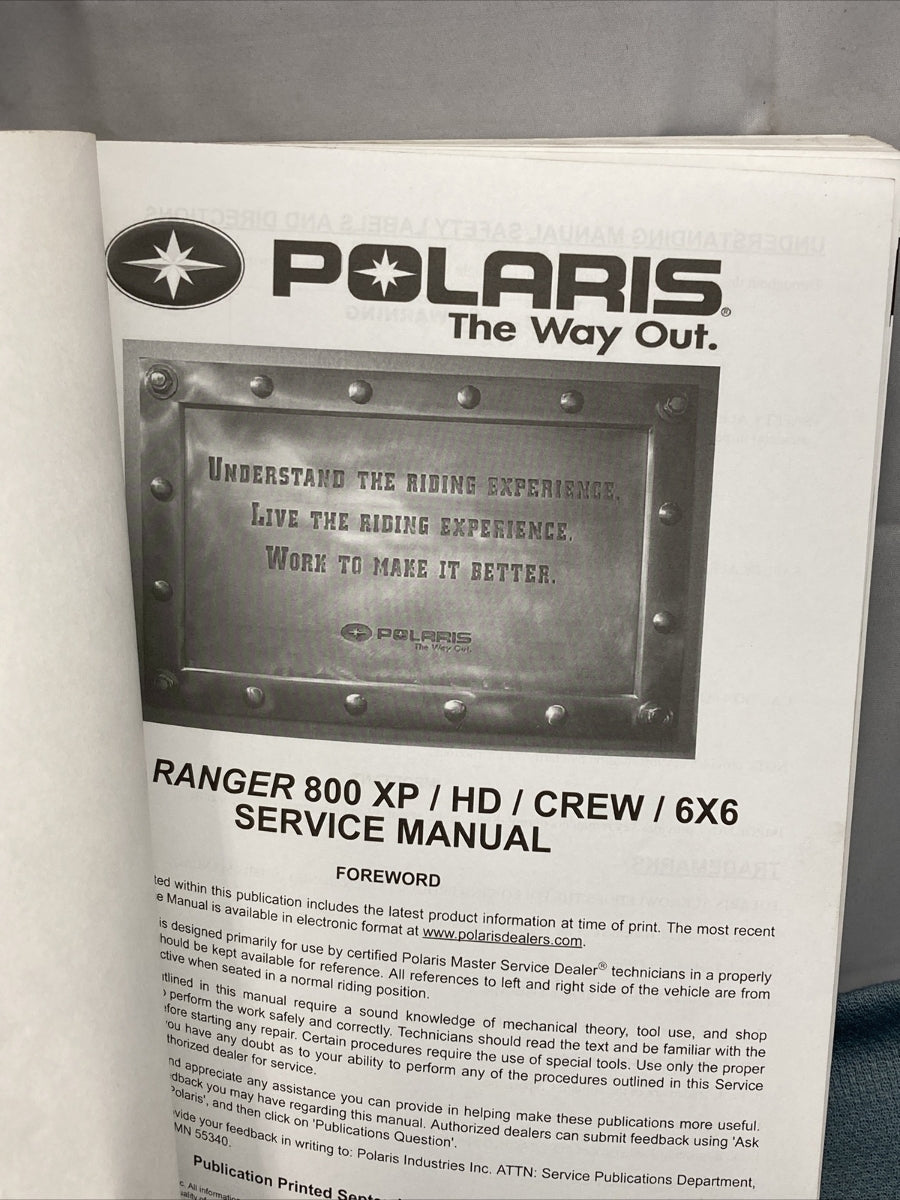 NEW GENUINE POLARIS 9923127 RANGER 800 SERVICE MANUAL 2011