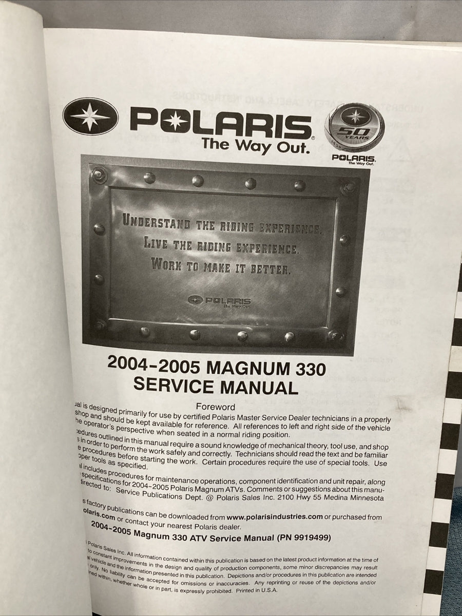 NEW GENUINE POLARIS 9919499 MAGNUM 330/330 HDS SERVICE MANUAL 2004-2005