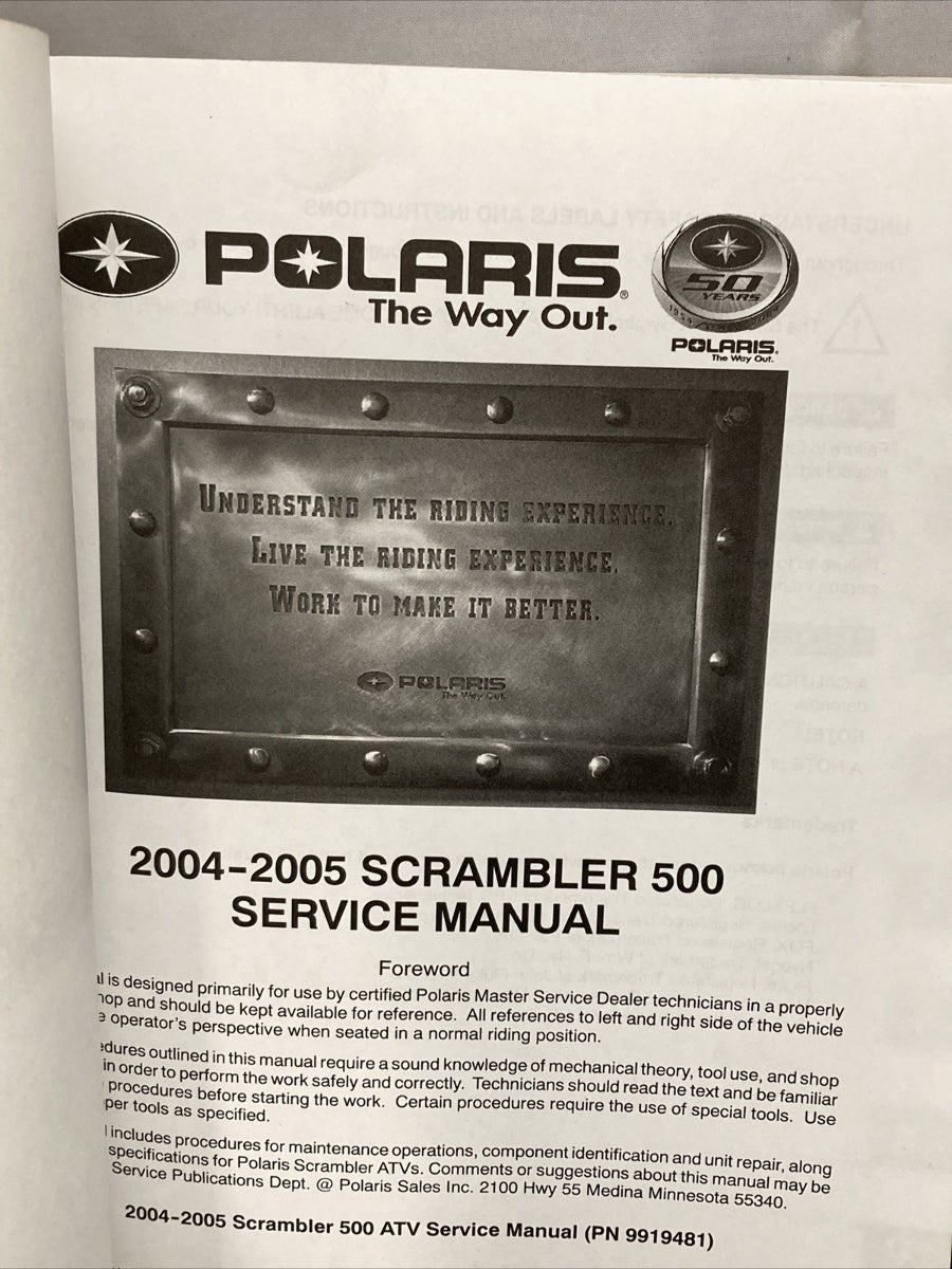 NEW GENUINE POLARIS 9919481 SCRAMBLER 500 SERVICE MANUAL 2004-2005
