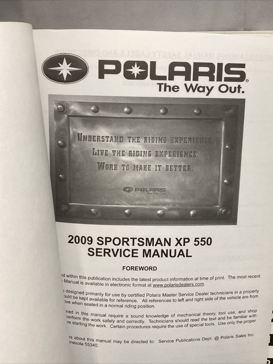 NEW GENUINE POLARIS 9921830 SPORTSMAN XP 550 SERVICE MANUAL 2009
