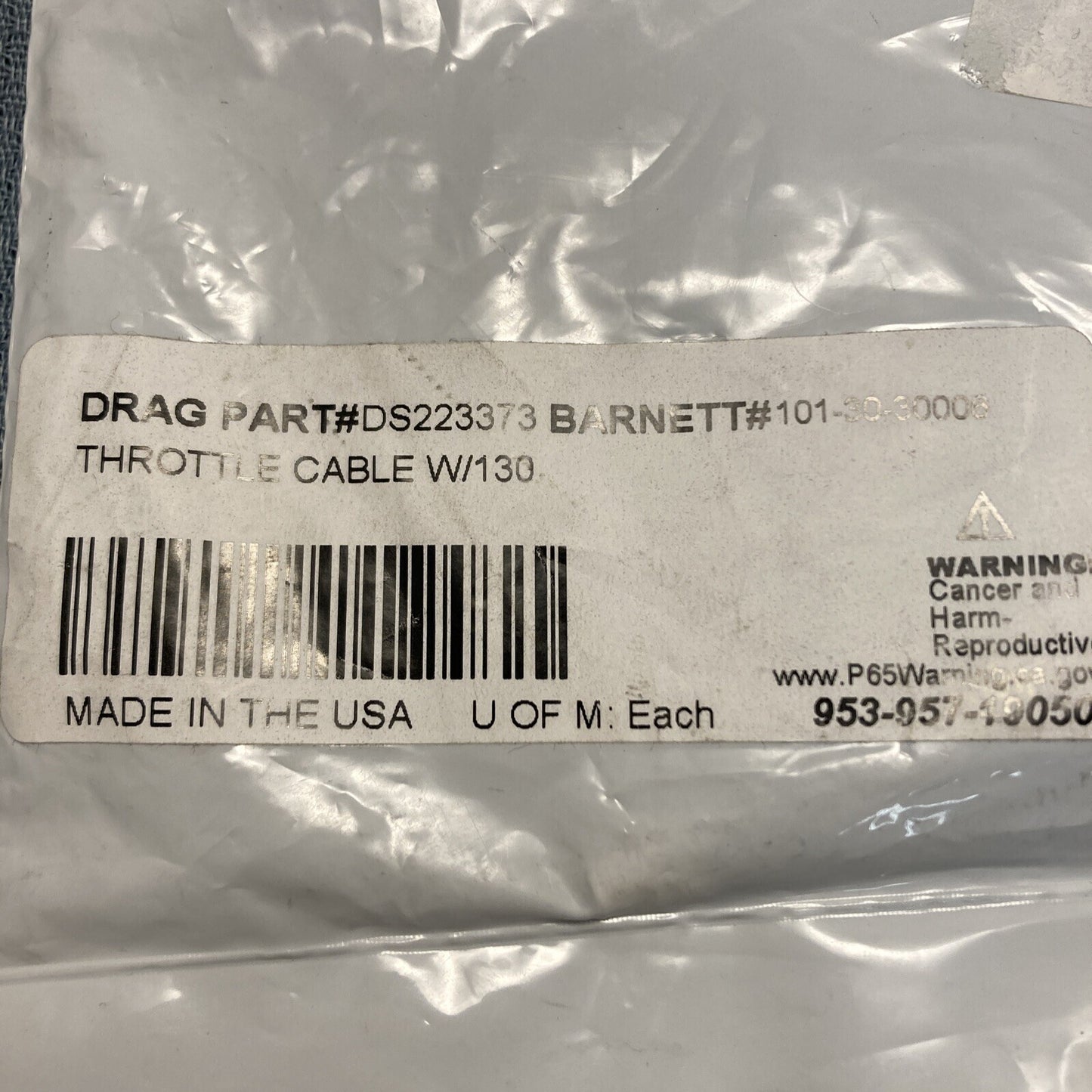 NEW BARNETT 101-30-30006 Black Vinyl Throttle Cable 6" DS223373
