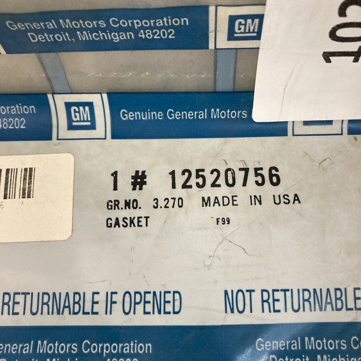 NEW GENUINE GM 12520756 GASKET KIT, MANIFOLD TO CYLINDER HEAD GR 3.270