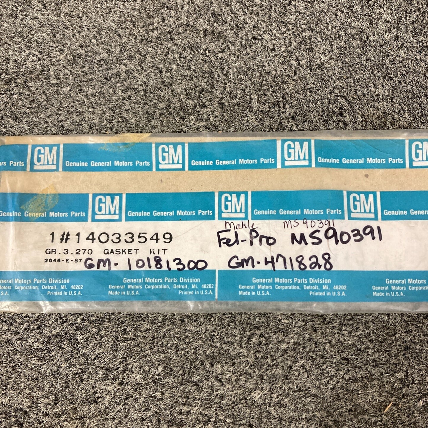 NEW GENUINE GM 14033549 GASKET KIT, INTAKE MANIFOLD GR 3.270