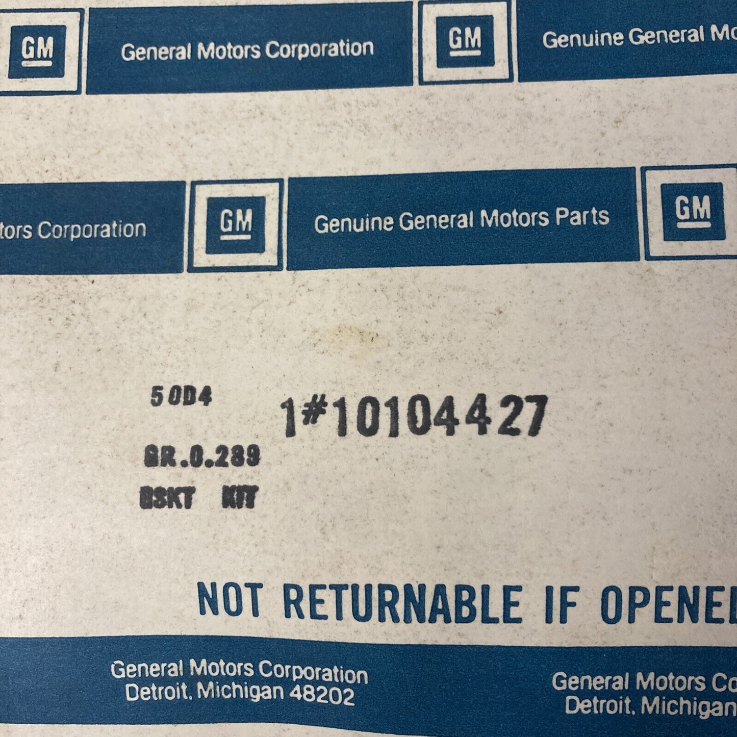 NEW GENUINE GM 10104427 GASKET KIT, VALVE GRIND GR 0.289