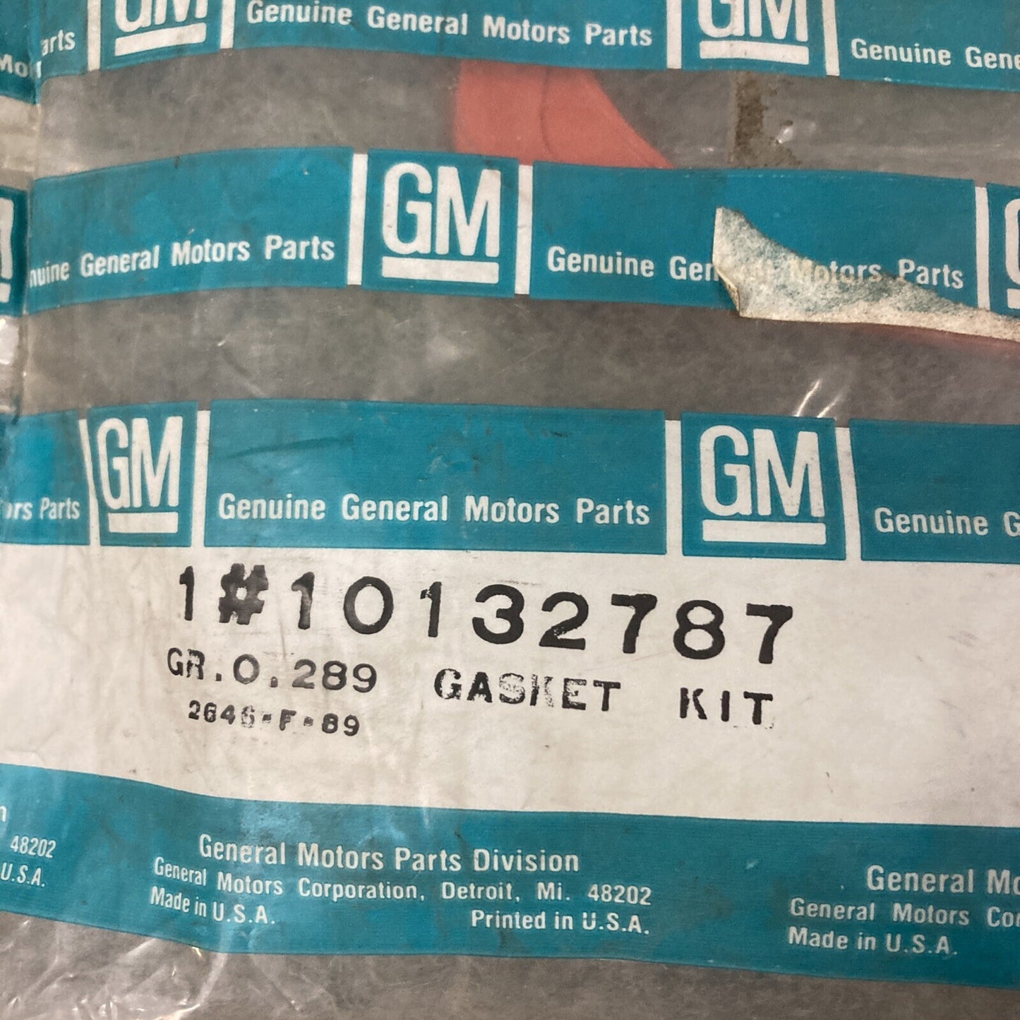 NEW GENUINE GM 10132787 GASKET KIT, VALVE GRIND GR 0.289