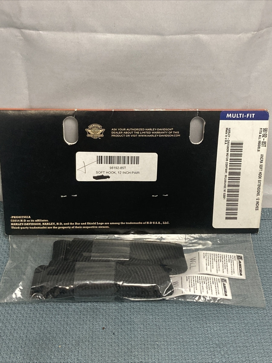 NEW GENUINE HARLEY DAVIDSON 98192-85T ANCRA SOFT HOOK EXTENSIONS, 12"