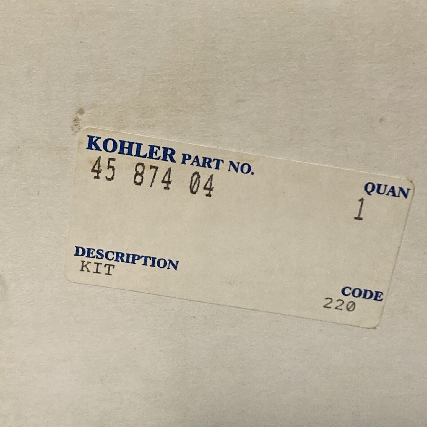 NEW GENUINE KOHLER 45 874 04-S KIT, PISTON ASSEMBLY W/RING SET