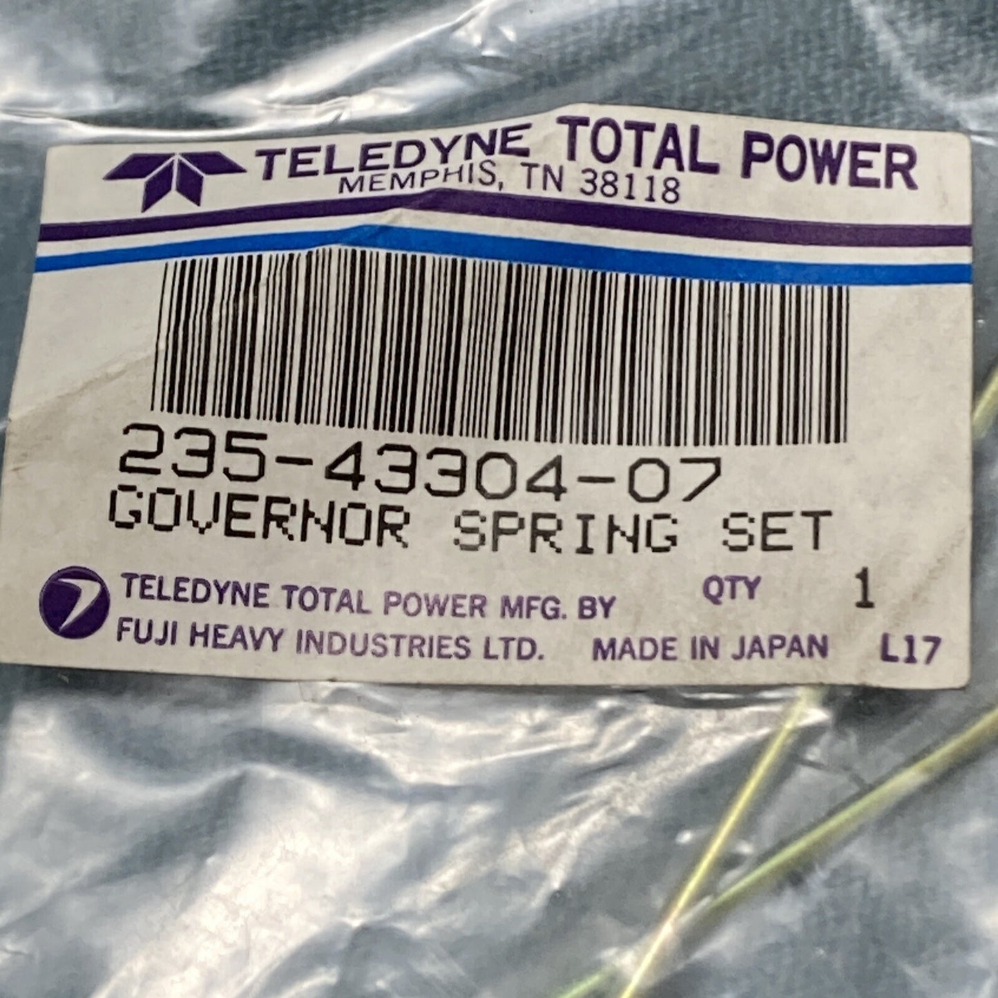 NEW TELEDYNE TOTAL POWER 235-43304-07 GOVERNOR SPRING SET