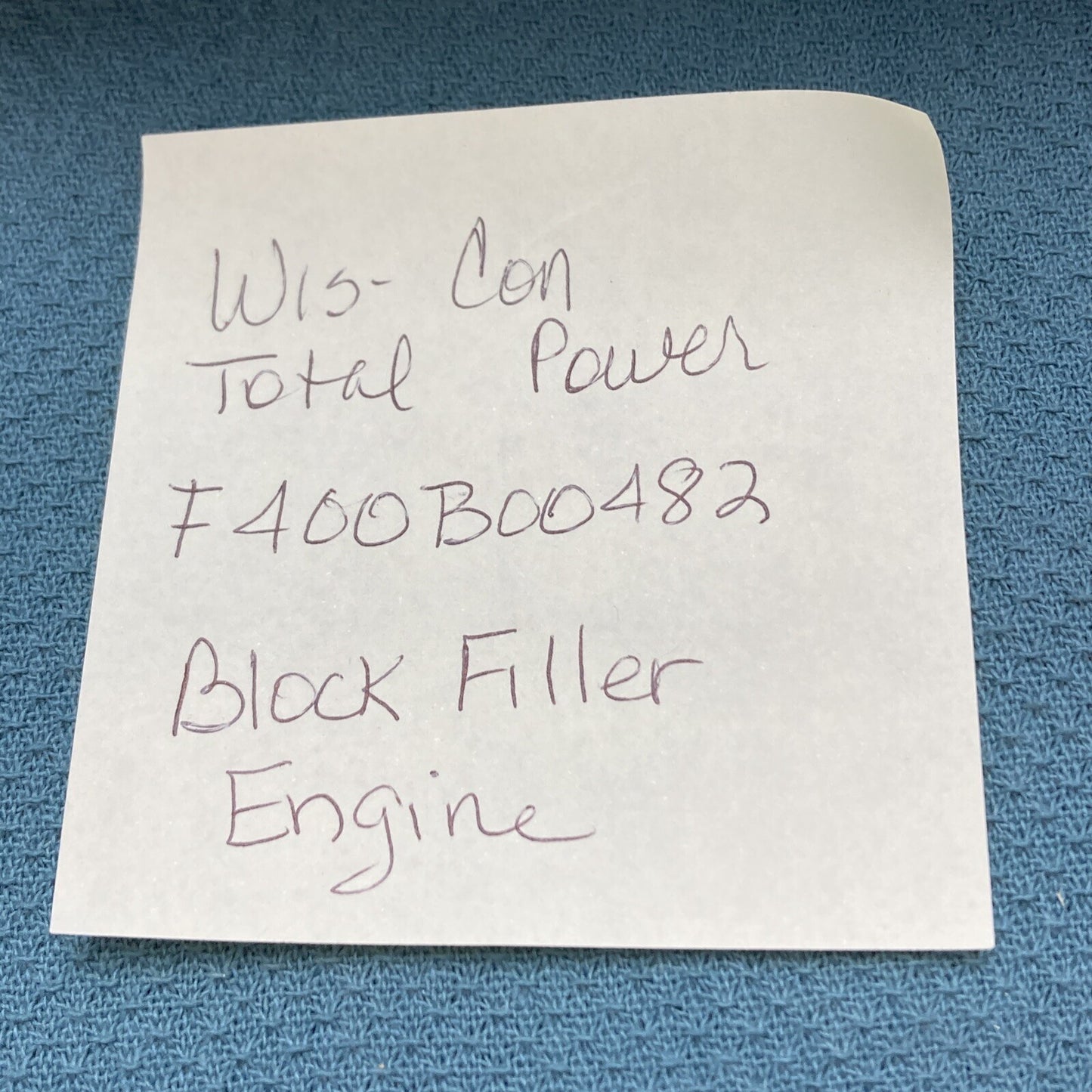 NEW REPLACES WIS-CON TOTAL POWER F400B00482 ENGINE BLOCK FILLER