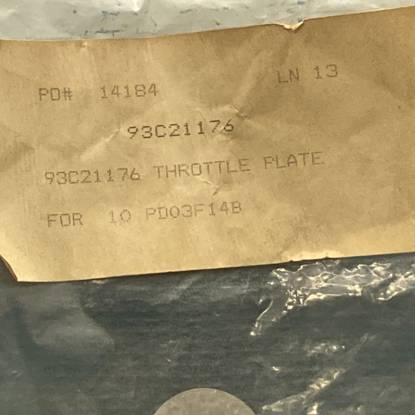 NEW REPLACES WISCONSIN 93C21-176 THROTTLE PLATE