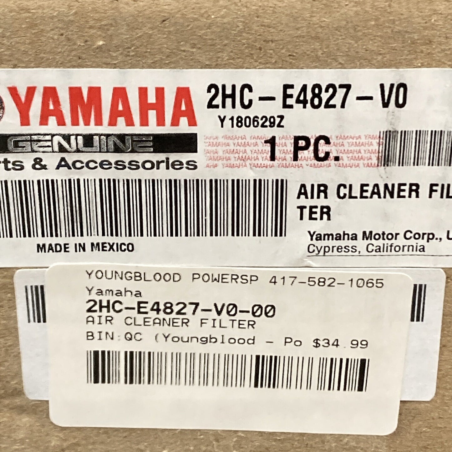NEW GENUINE YAMAHA 2HC-E4827-V0 FILTER, AIR CLEANER