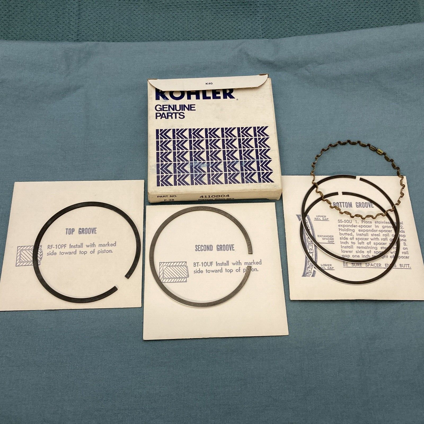 NEW GENUINE KOHLER 4110804 PISTON RING SET