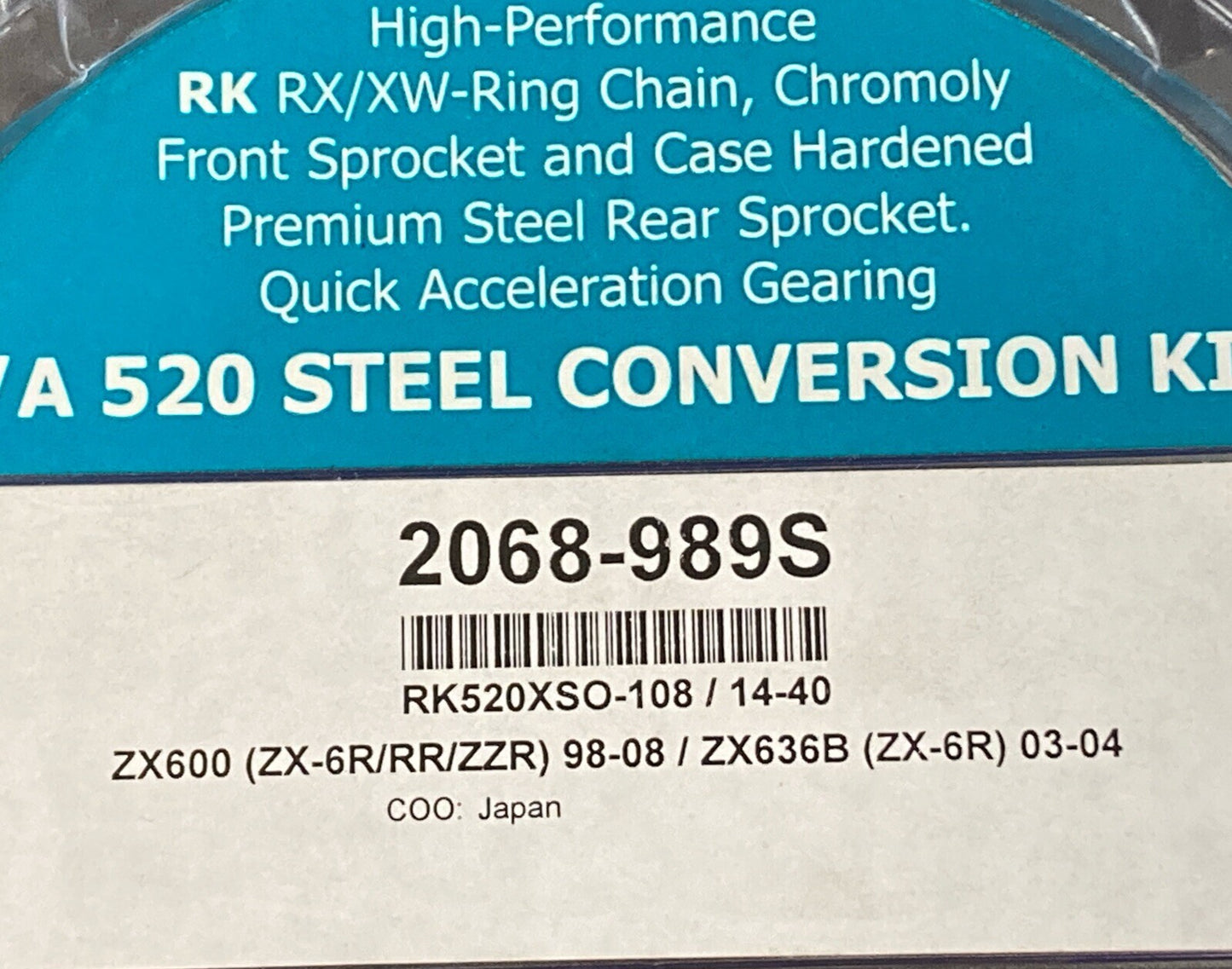 NEW RK 2068-989S QA MOTORCYCLE CHAIN AND SPROCKET KIT