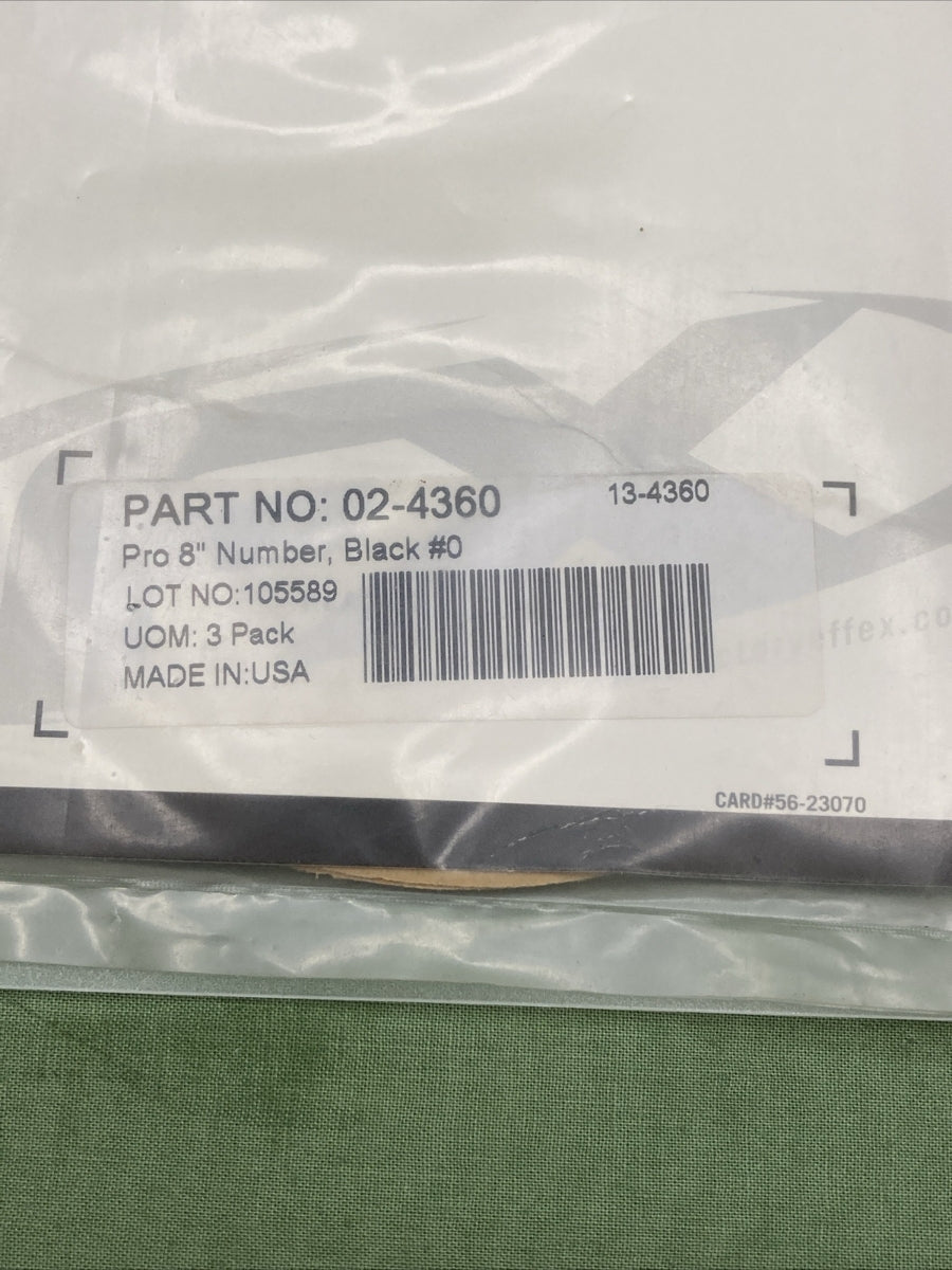 NEW FACTORY EFFEX 02-4360 3 PK PRO 8" NUMBER, BLACK #0 12 MIL