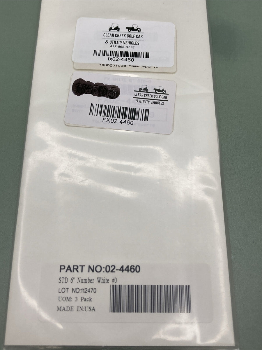 QTY 2 NEW FACTORY EFFEX 02-4460 3 PK STD 6" NUMBER WHITE # 0 4 MIL