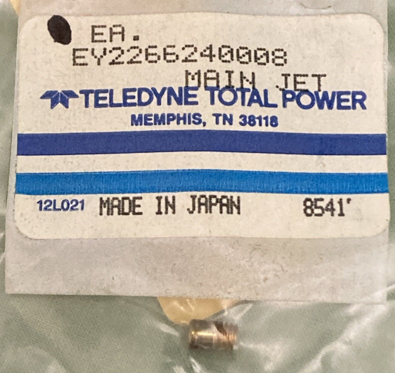 NEW GENUINE TELEDYNE TOTAL POWER EY2266240008 MAIN JET 226-62400-08