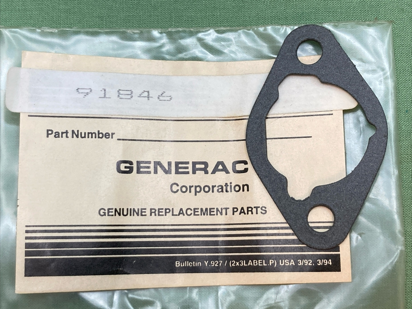 NEW GENUINE GENERAC 91846 GASKET, CARB AIRBOX