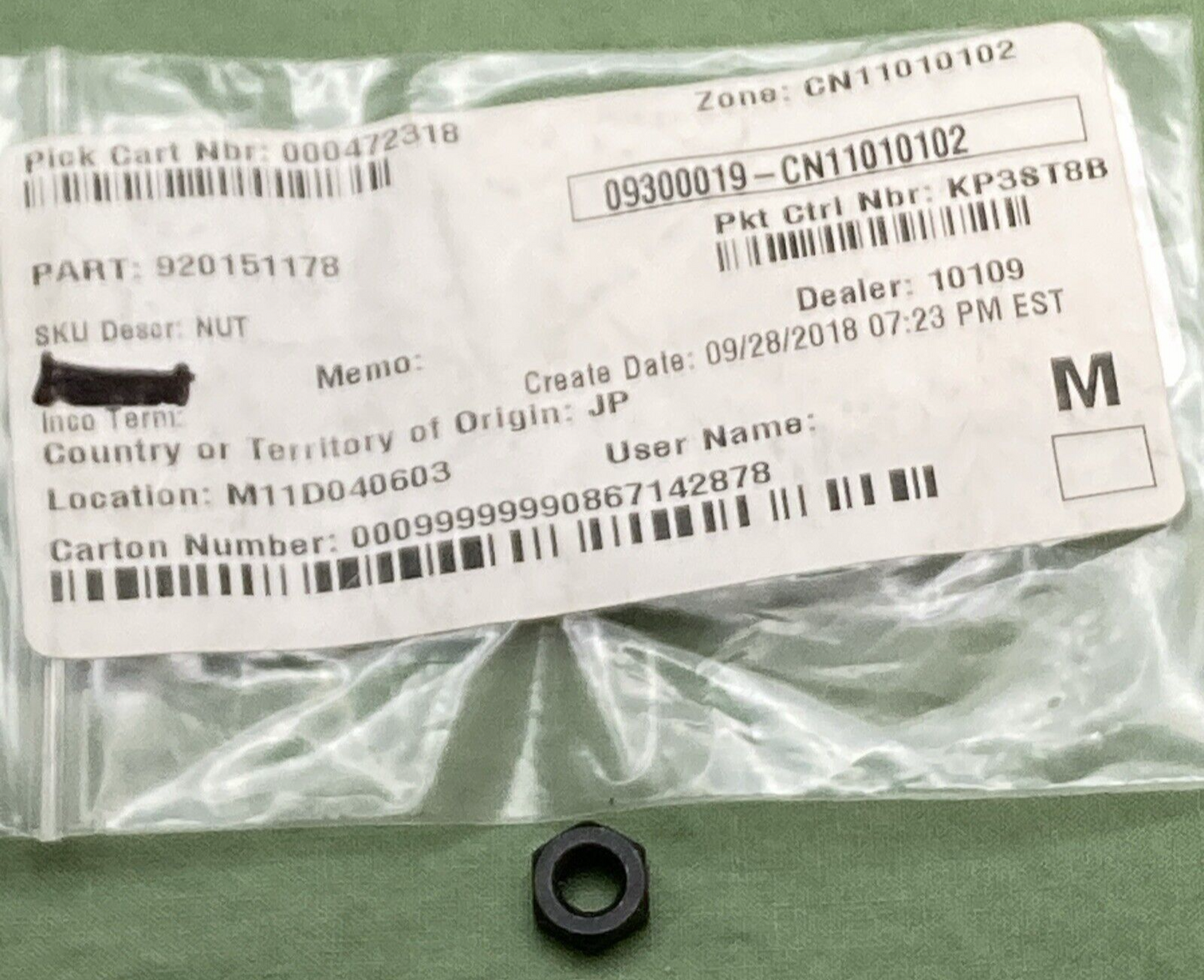 NEW REPLACES KAWASAKI 92015-1178 NUT GEAR CHANGE MECHANISM