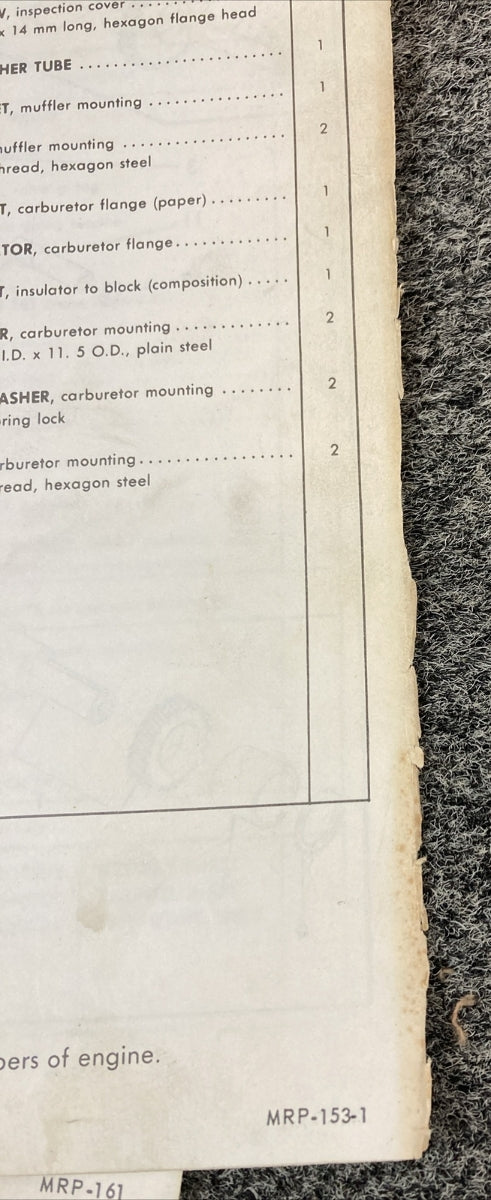 TELEDYNE WISCONSIN ROBIN W1-340 & W1-390 LOOSE-LEAF PARTS CATALOG