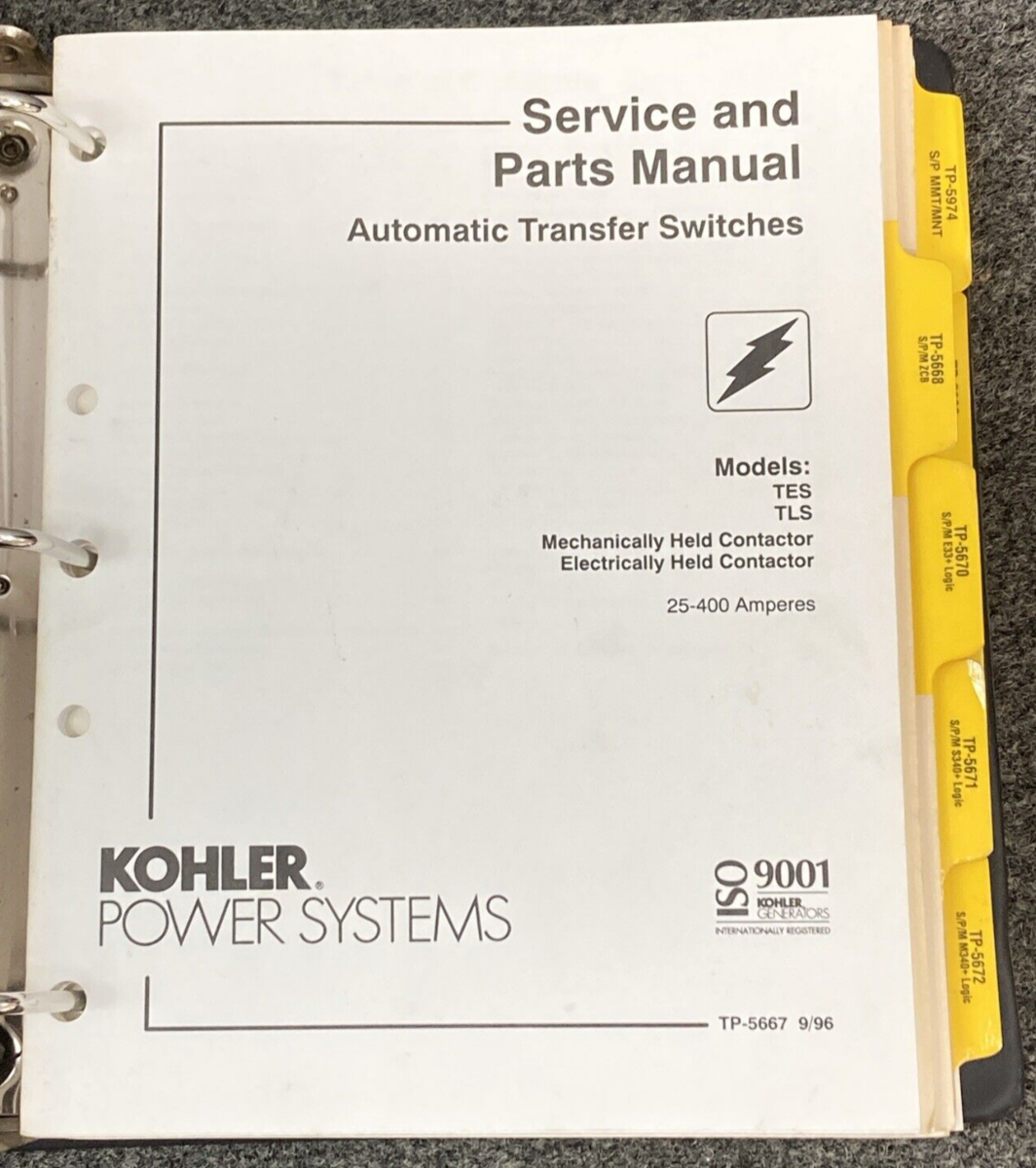 QTY 19 GENUINE KOHLER GENERATORS ATS PARTS & SERVICE MANUALS
