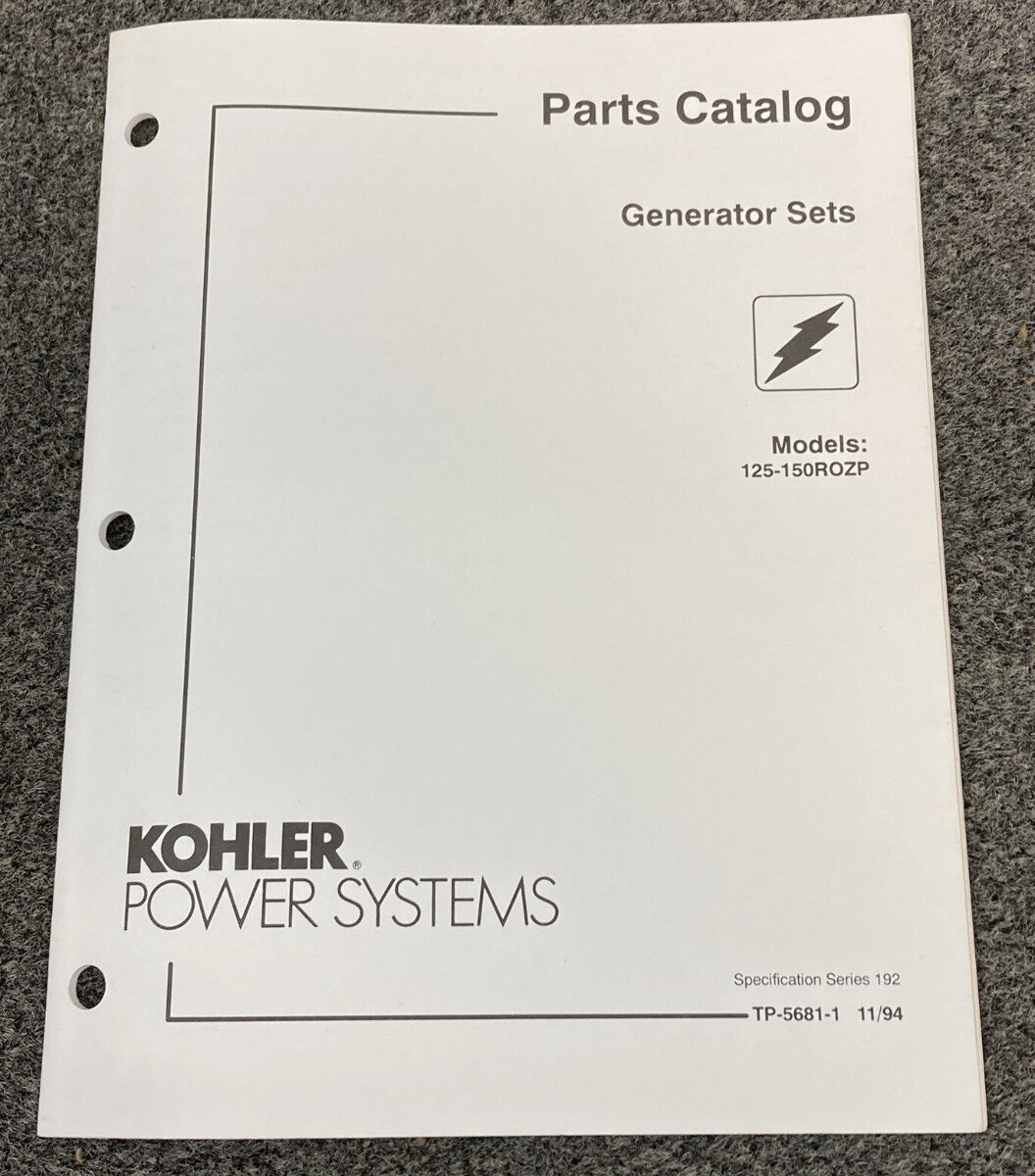 QTY 6 KOHLER INDUSTRIAL/MARINE GENERATOR SETS SERVICE PARTS/PARTS CATALOG