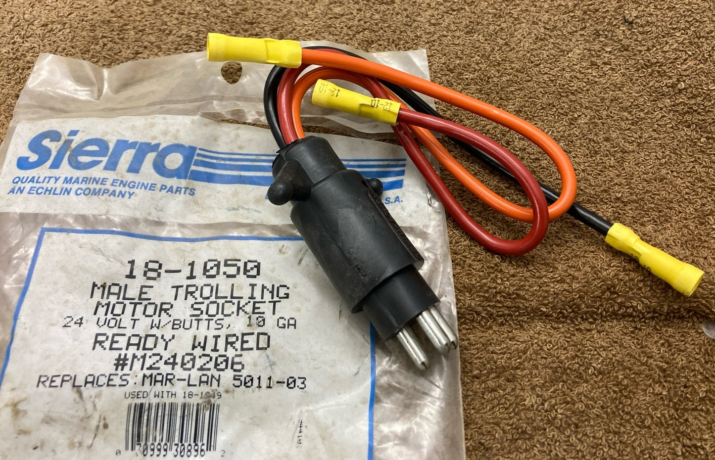 NEW GENUINE SIERRA 18-1050 MALE TROLLEY MOTOR SOCKET SUPERCEDES M240206