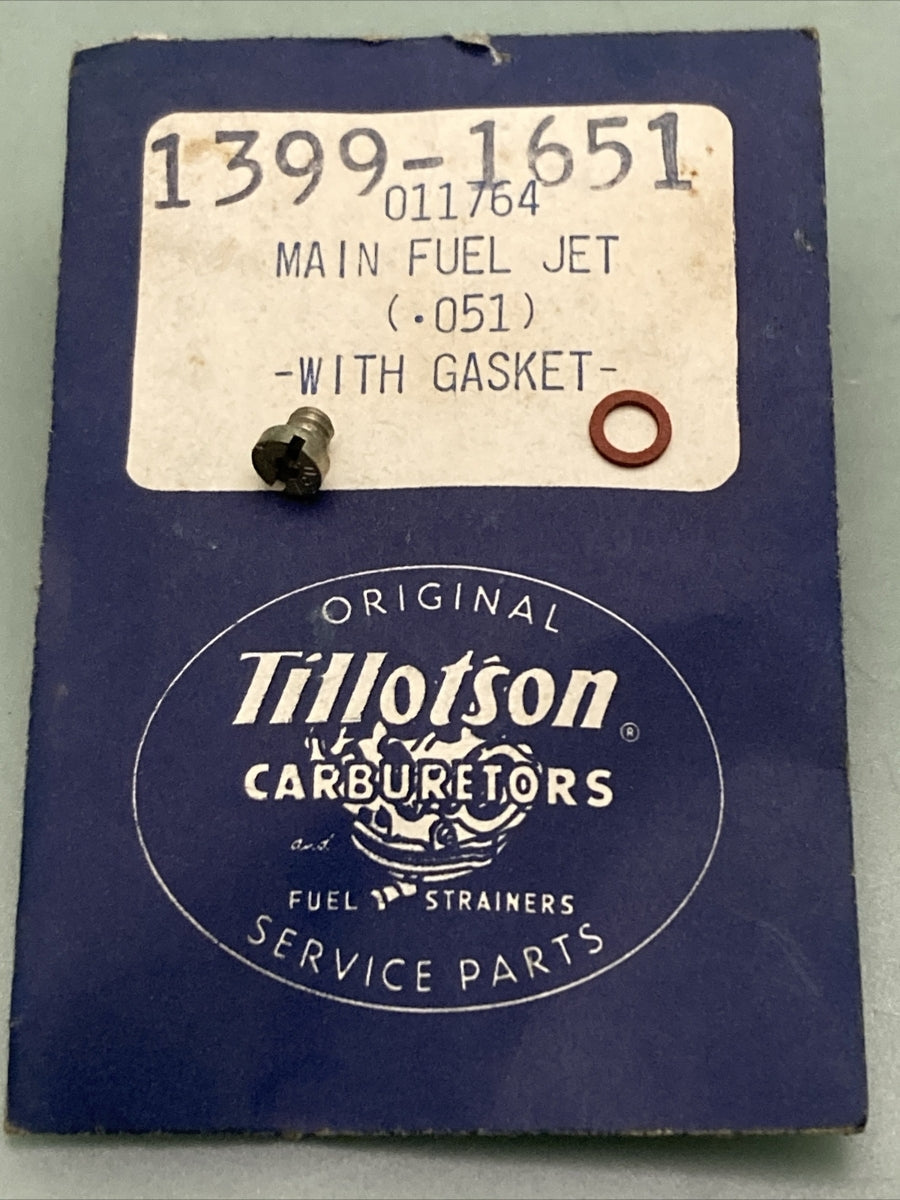 NEW GENUINE TILLOTSON 1399-1651 MAIN FUEL JET WITH GASKET