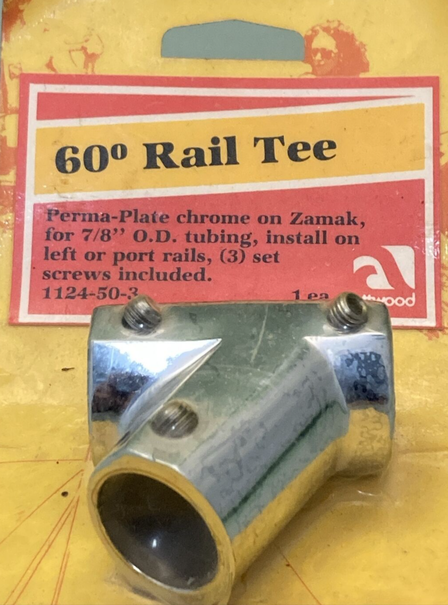 NEW GENUINE ATTWOOD 1124-50-3 60 DEGREE RAIL TEE