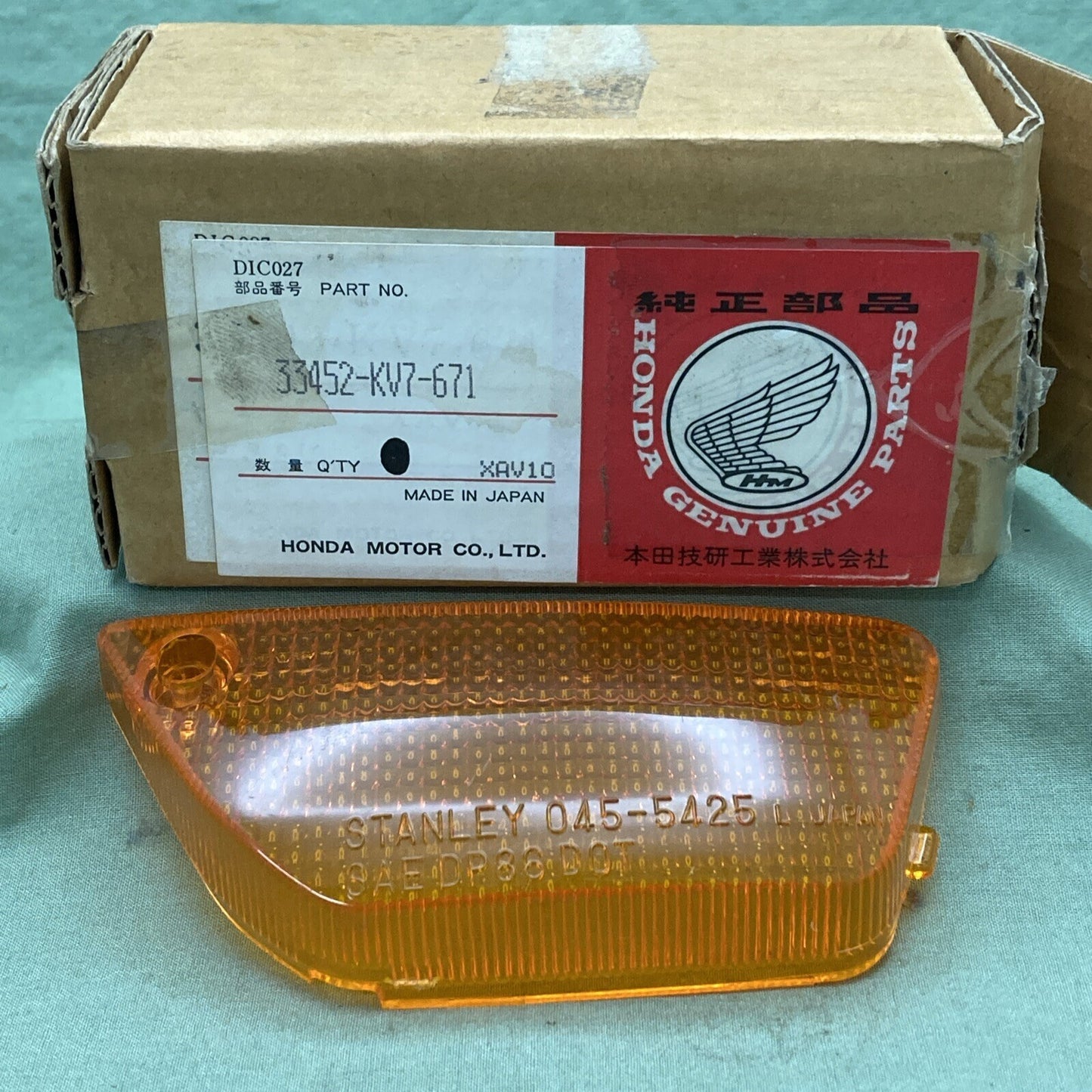 NEW GENUINE HONDA 33452-KV7-671 TURN SIGNAL Lens, L. Fr.
