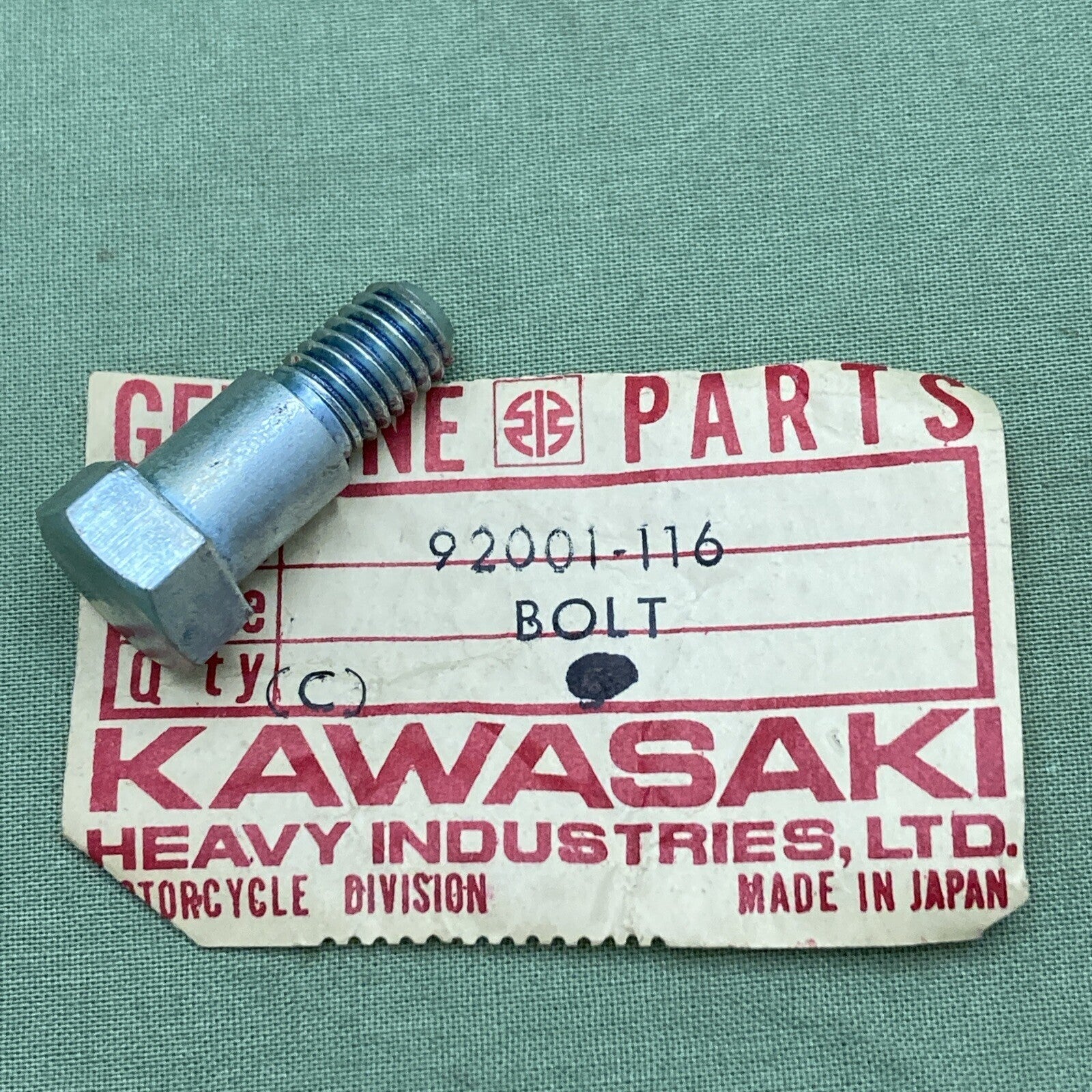 92001-1249 NOS Kawasaki Bolt Hex Head 10x130 KE125 - Johnny's Vintage 92001-1249 NOS Kawasaki Bolt Hex Head 10x130 KE125 - Johnny's Vintage