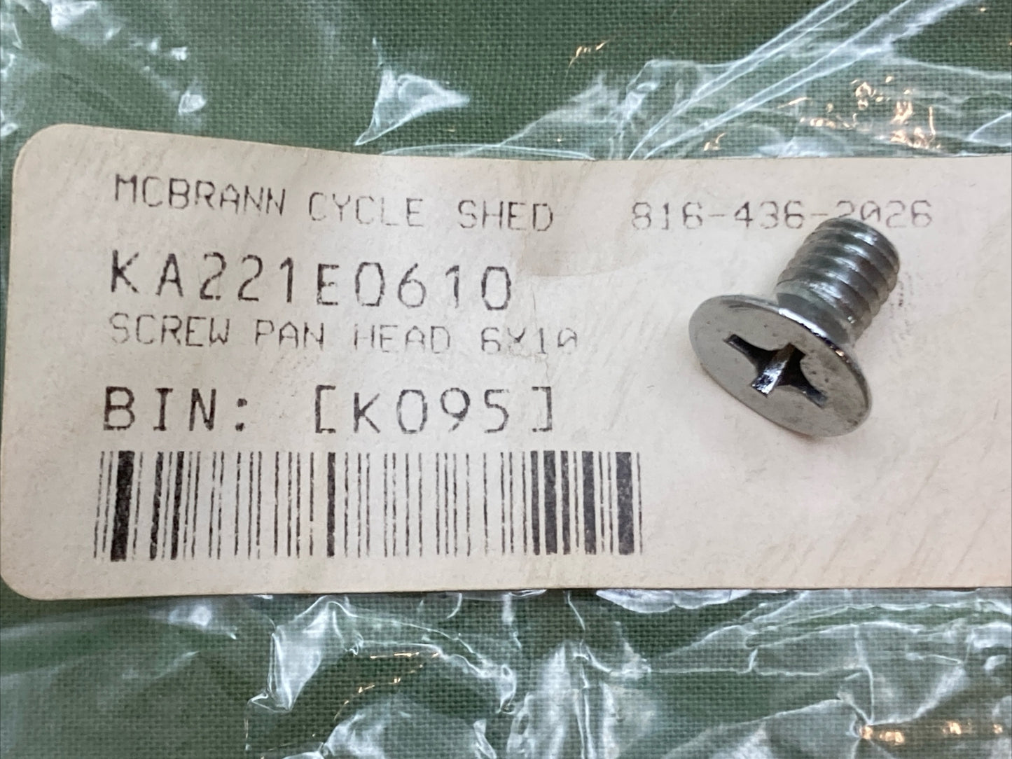 NEW REPLACES KAWASAKI 221E0610 SCREW PAN HEAD 6X10, AIR CLEANER